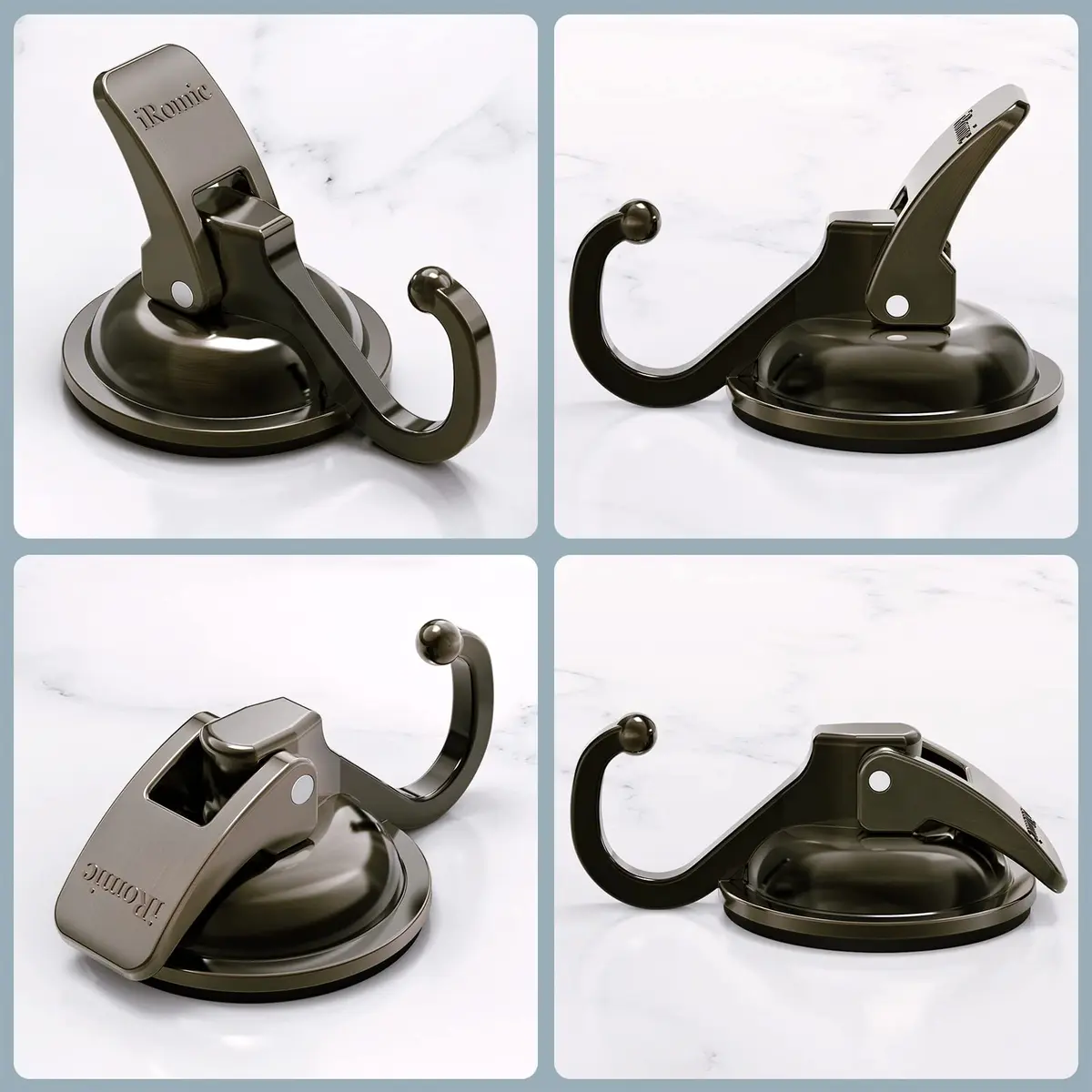 iRomic Heavy Duty Vacuum Suction Cup Hooks (2-Pack, Green Bronze) | Damage-Free Wall Organization - view 2