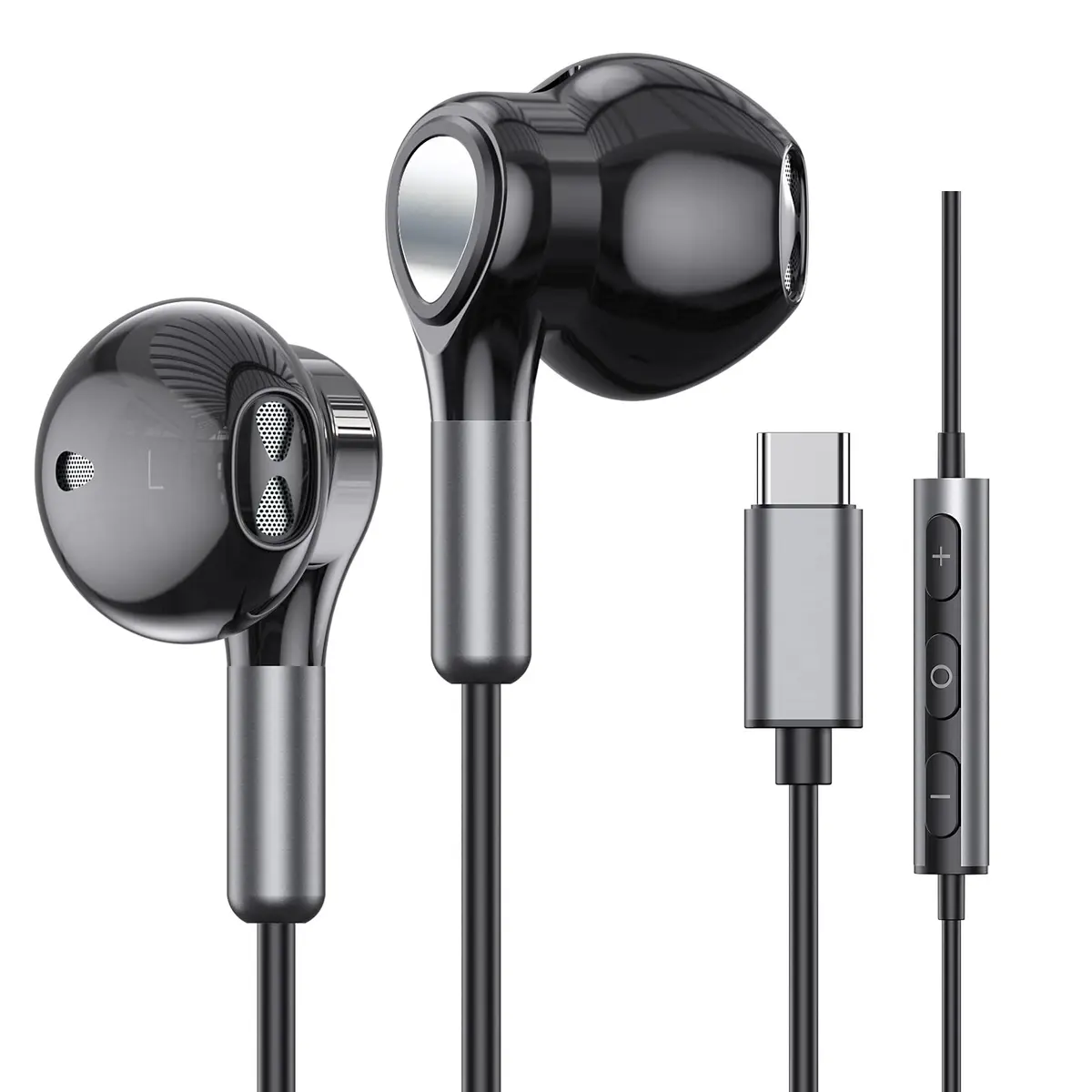 BENEWY Wired USB C Headphones with Mic & Volume Control, 1.3m Tangle-Free Cable | HiFi Stereo Sound - main product image