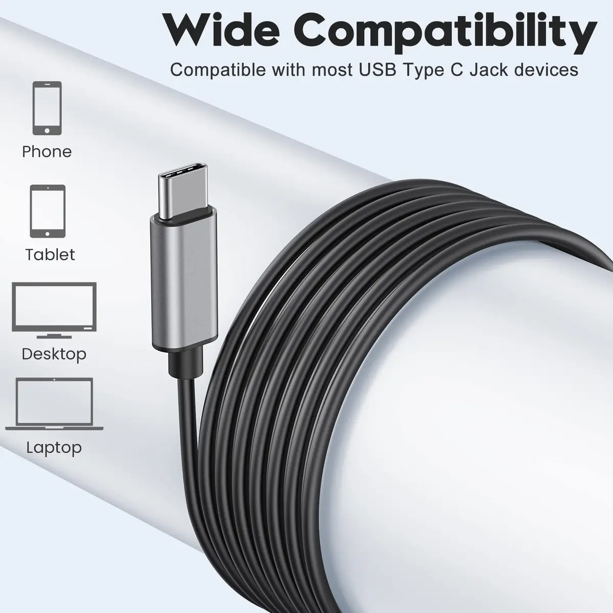BENEWY Wired USB C Headphones with Mic & Volume Control, 1.3m Tangle-Free Cable | HiFi Stereo Sound - view 5
