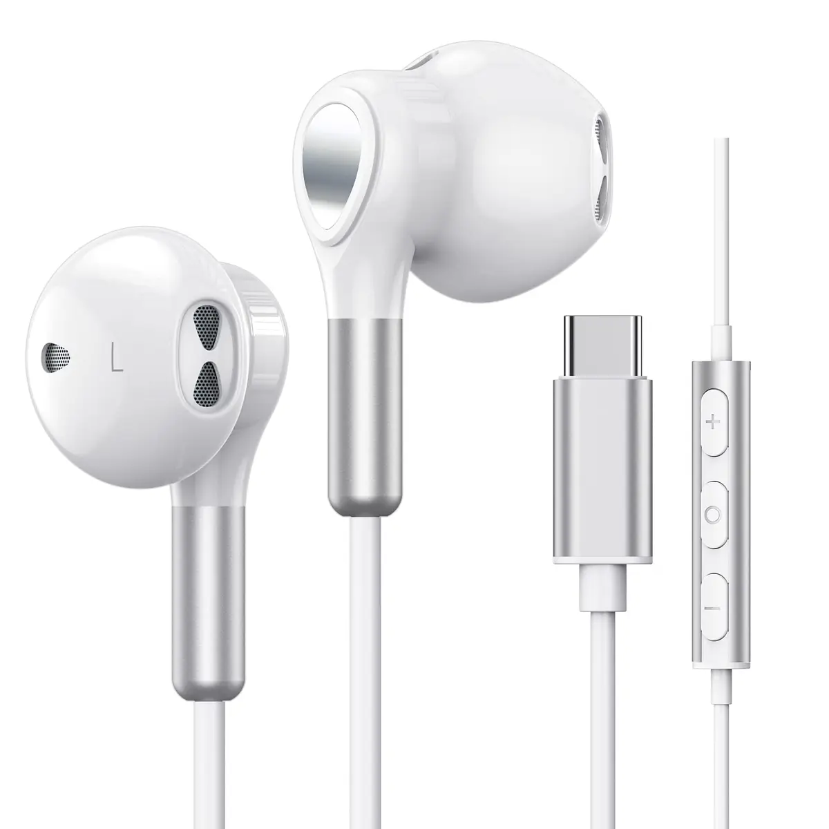 BENEWY Wired USB C Earbuds with Mic and Volume Control | 1.2m Cable, 14.2mm Dynamic Drivers - main product image