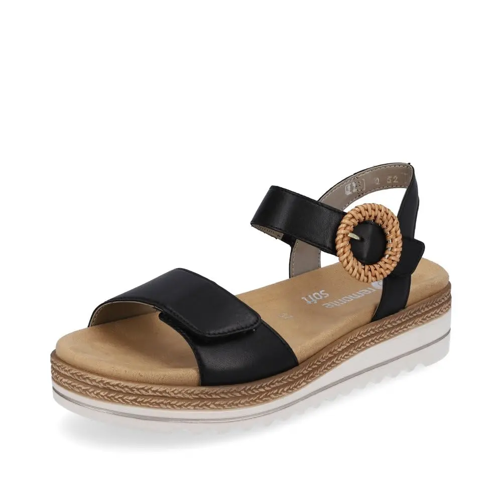 Remonte D0q52 Women's Sandals Black 38 EU / 7 US | Ultra Soft Leather Comfort - main product image