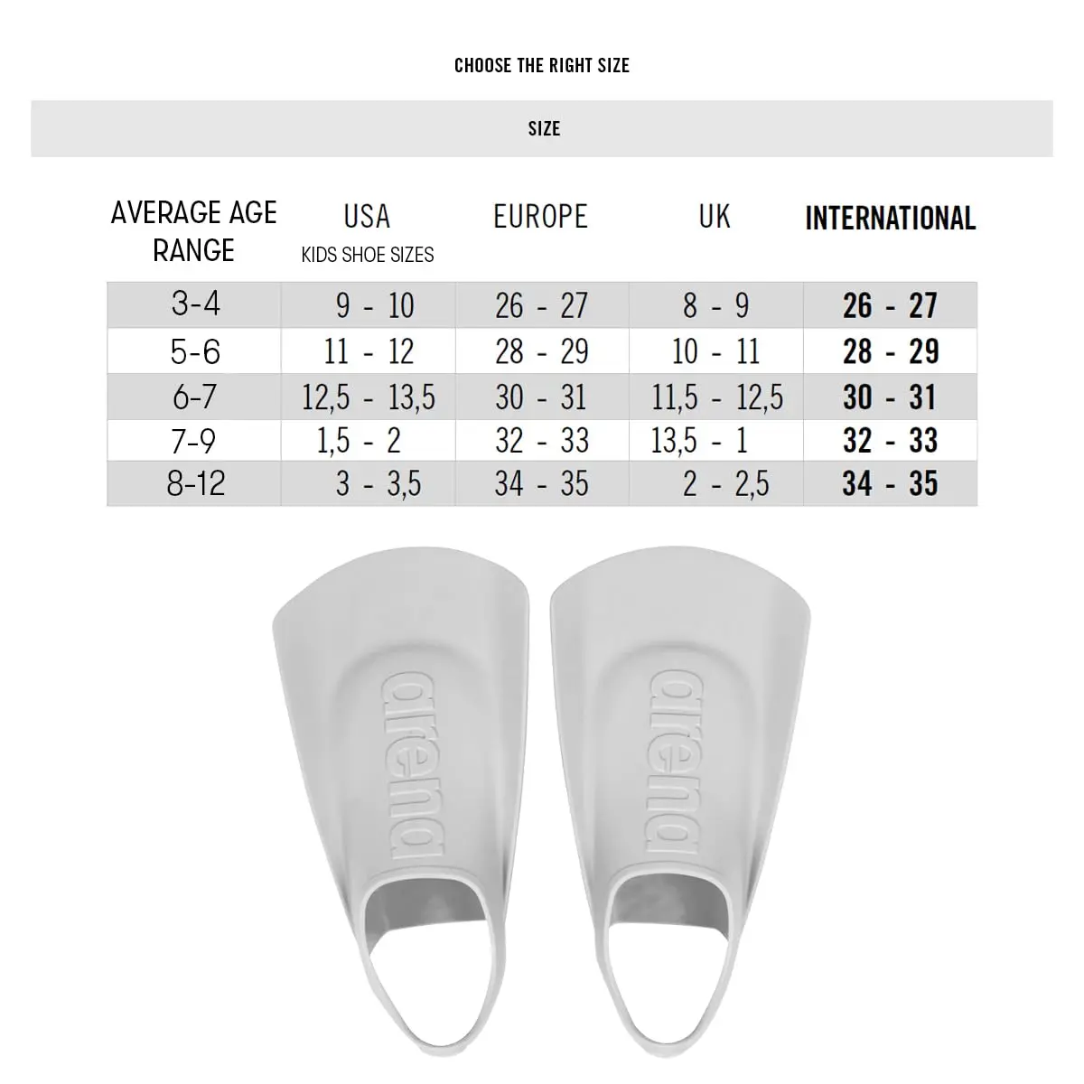 ARENA Junior Swim Fins for Kids | Size 9-10 US (23.8cm W x 25.4cm H x 6.5cm L) - view 2