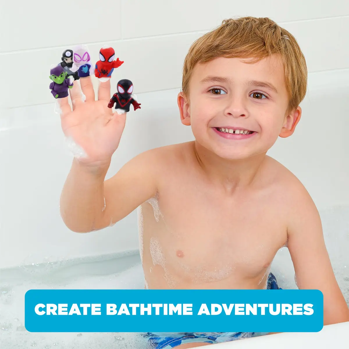Ginsey Spidey and His Amazing Friends Finger Puppet Set | Waterproof Bath Toys for Kids, 5 Pieces, PVC, Unisex - view 2