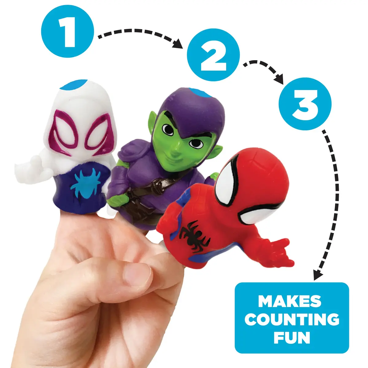 Ginsey Spidey and His Amazing Friends Finger Puppet Set | Waterproof Bath Toys for Kids, 5 Pieces, PVC, Unisex - view 3