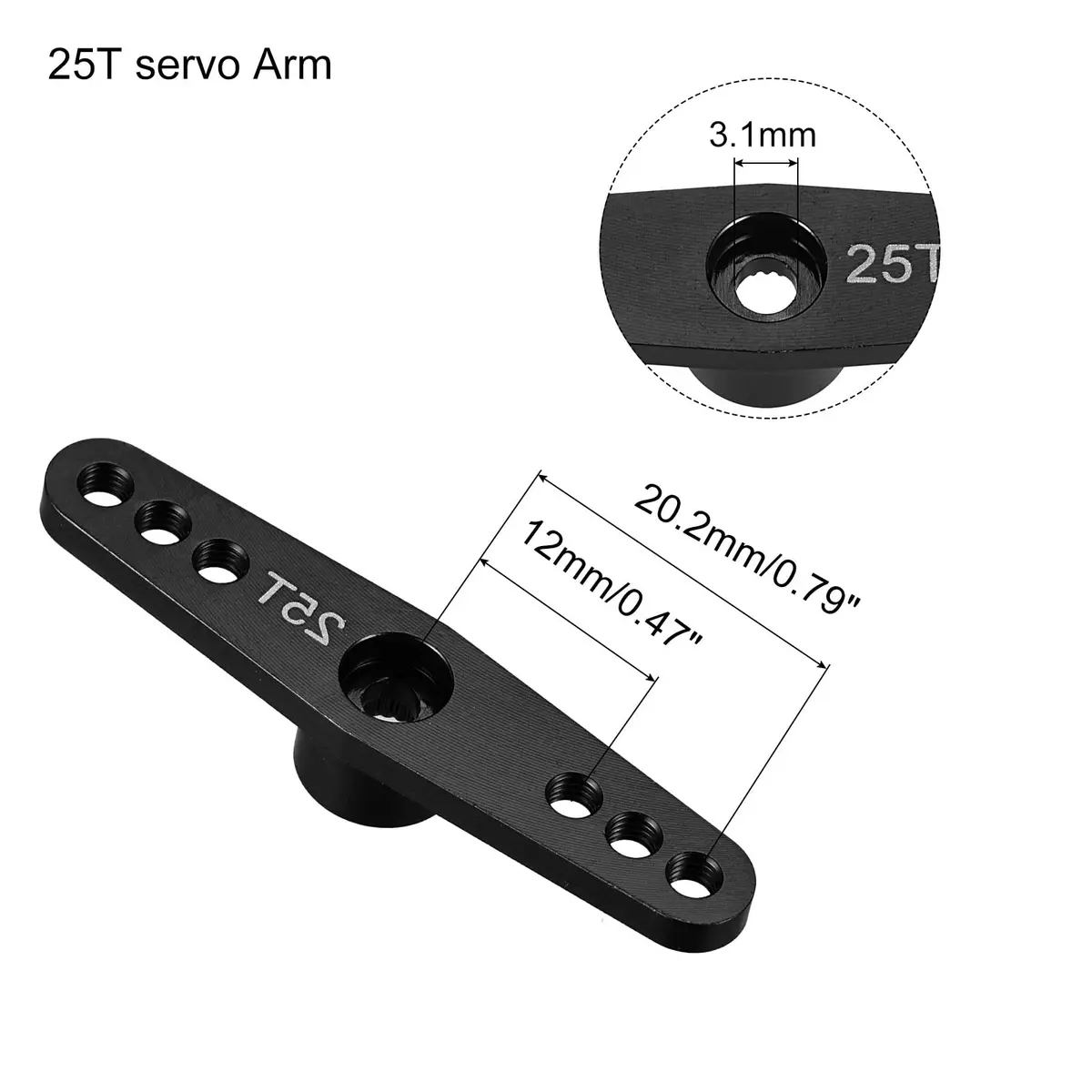 MECCANIXITY 25T Servo Arm Horn Black 3.1mm | Aluminum Alloy for RC Car Large Torque Digital Coreless Servo Parts - view 2