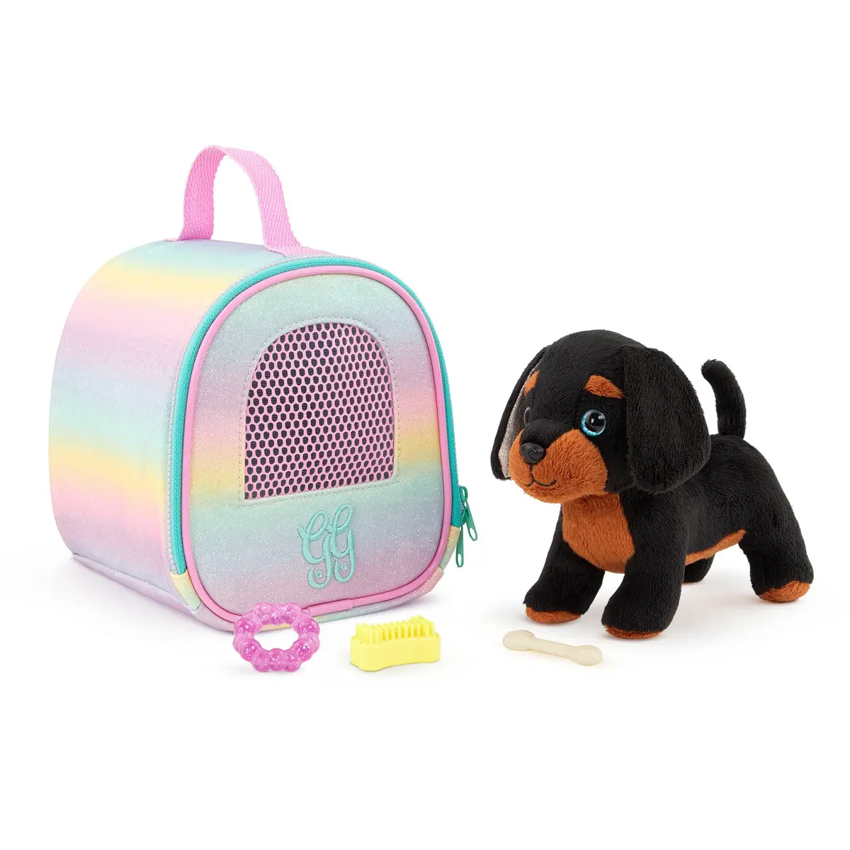 Glitter Girls Slim & Pup Carrier Set with Teckel Puppy Plush Toy 17.78cm (7 inch) | ASTM-Tested Toy for Kids 3+ Years - main product image