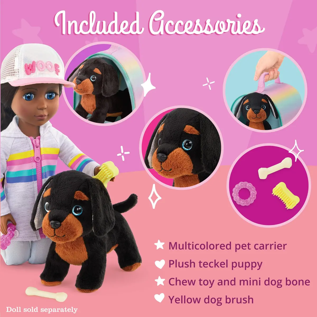 Glitter Girls Slim & Pup Carrier Set with Teckel Puppy Plush Toy 17.78cm (7 inch) | ASTM-Tested Toy for Kids 3+ Years - view 3