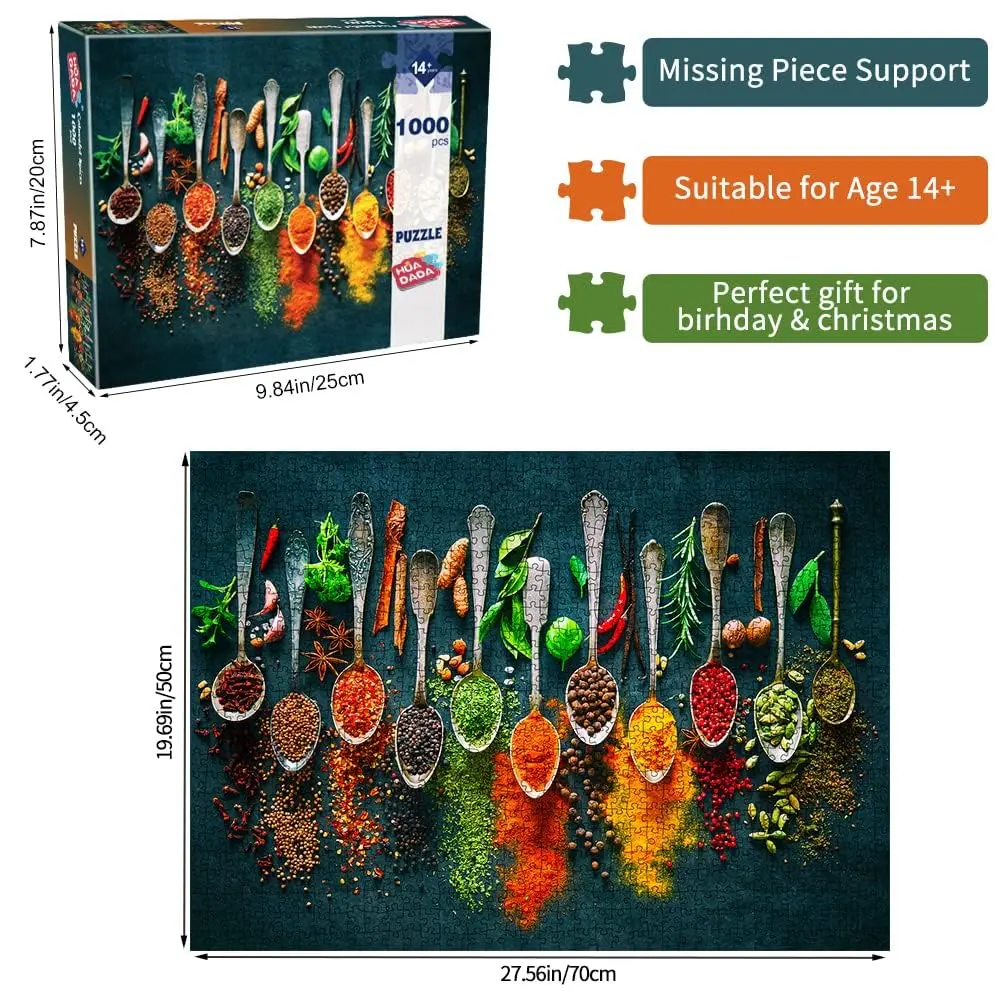 HUADADA 1000 Piece Jigsaw Puzzle World Spices | Adults Puzzle for Relaxation & Brain Boosting - view 3