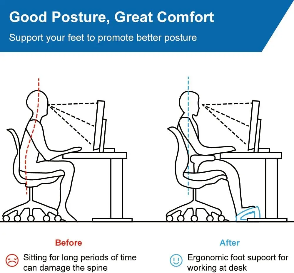 StrongTek Wooden Under Desk Footrest 4 Heights 400 lb Anti-Slip Black | Ergonomic Support - view 3