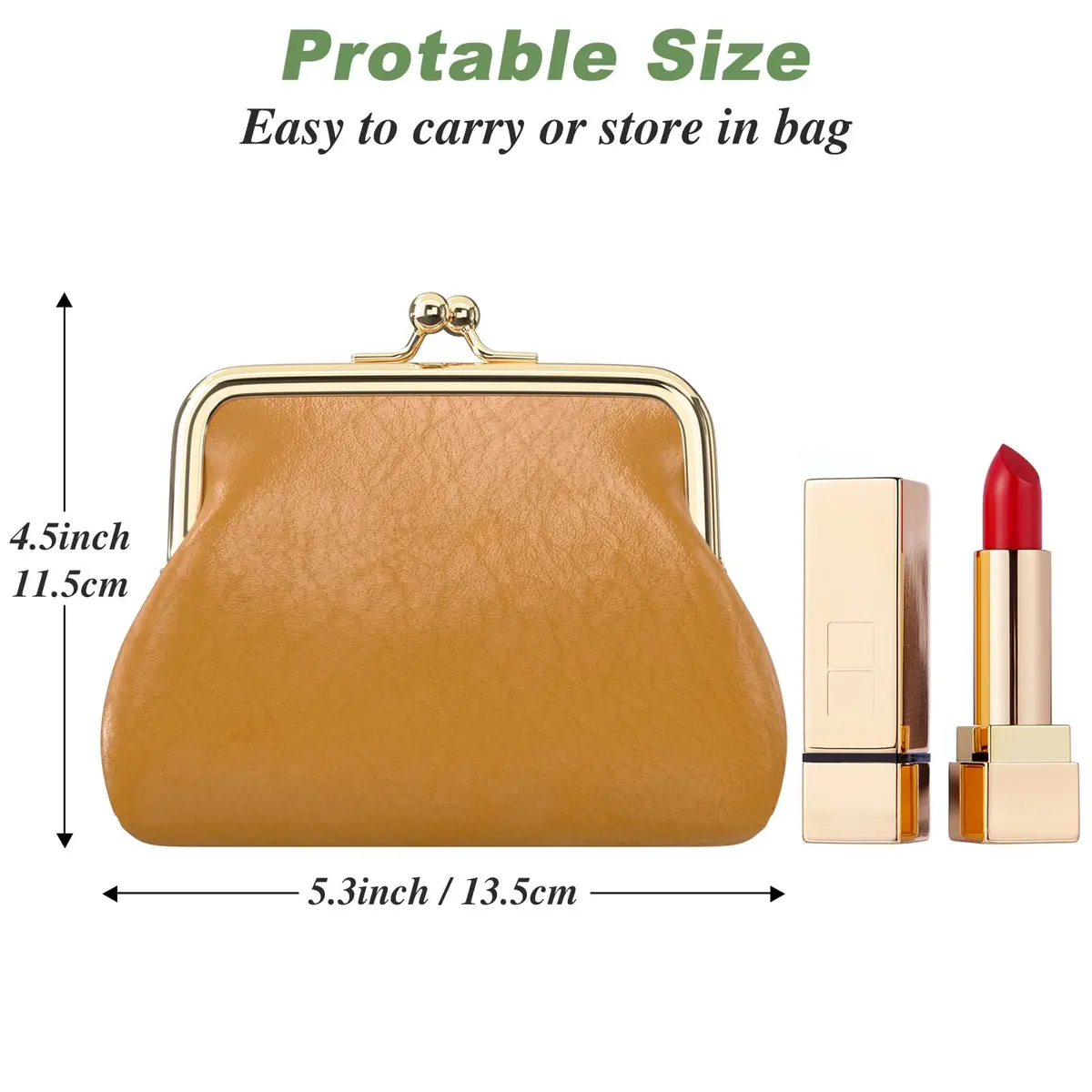 Nipichsha PU Leather Coin Purse Small Wallet with Kiss Lock Clasp, 13.5cm (5.3 Inch) | Holds Coins, Cards, and Small Essentials - view 3