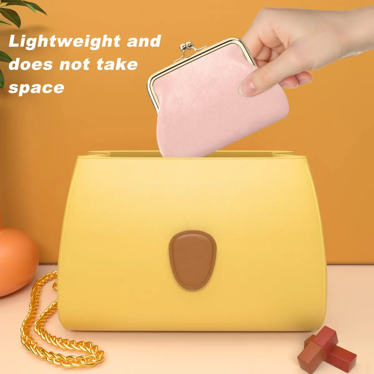 Nipichsha Coin Purse Pink | PU Leather Wallet with Kiss Lock (5.3 x 4.5 inch) - view 7