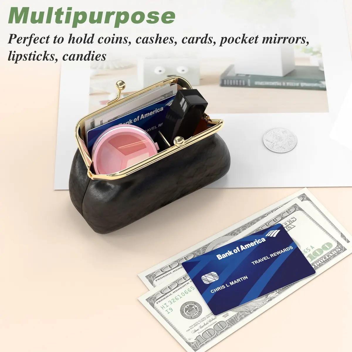 Nipichsha Coin Purse Small PU Leather Change Purse | Waterproof, Durable & Compact (70-120 chars) - view 6