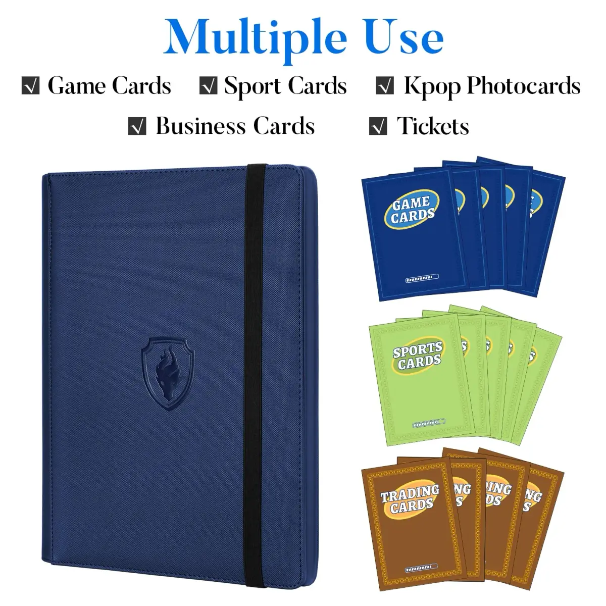 Fabmaker 9 Pocket Card Binder for 360 Cards, Navy Blue | Organize & Protect Your Trading Cards - view 3