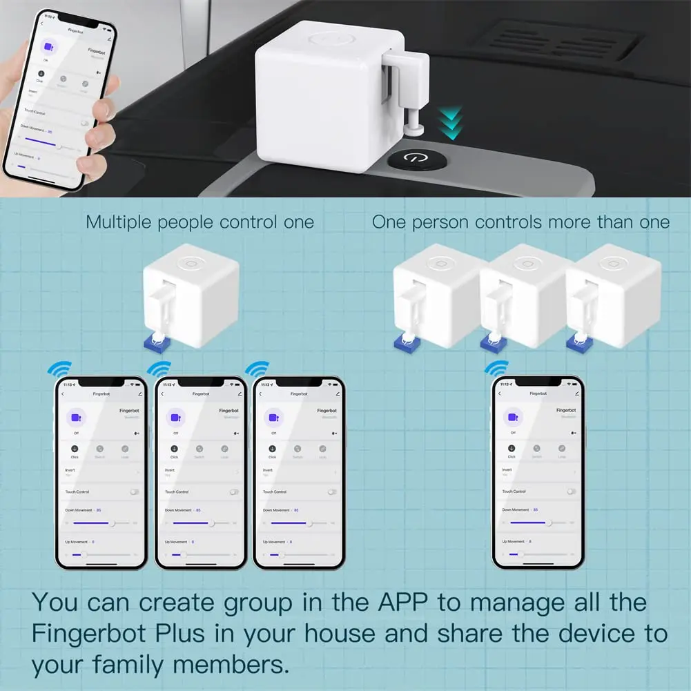 MoesGo 2nd Generation Smart Bluetooth Fingerbot Plus | Wireless Light Switch Button Pusher, Alexa & Google Compatible - view 8