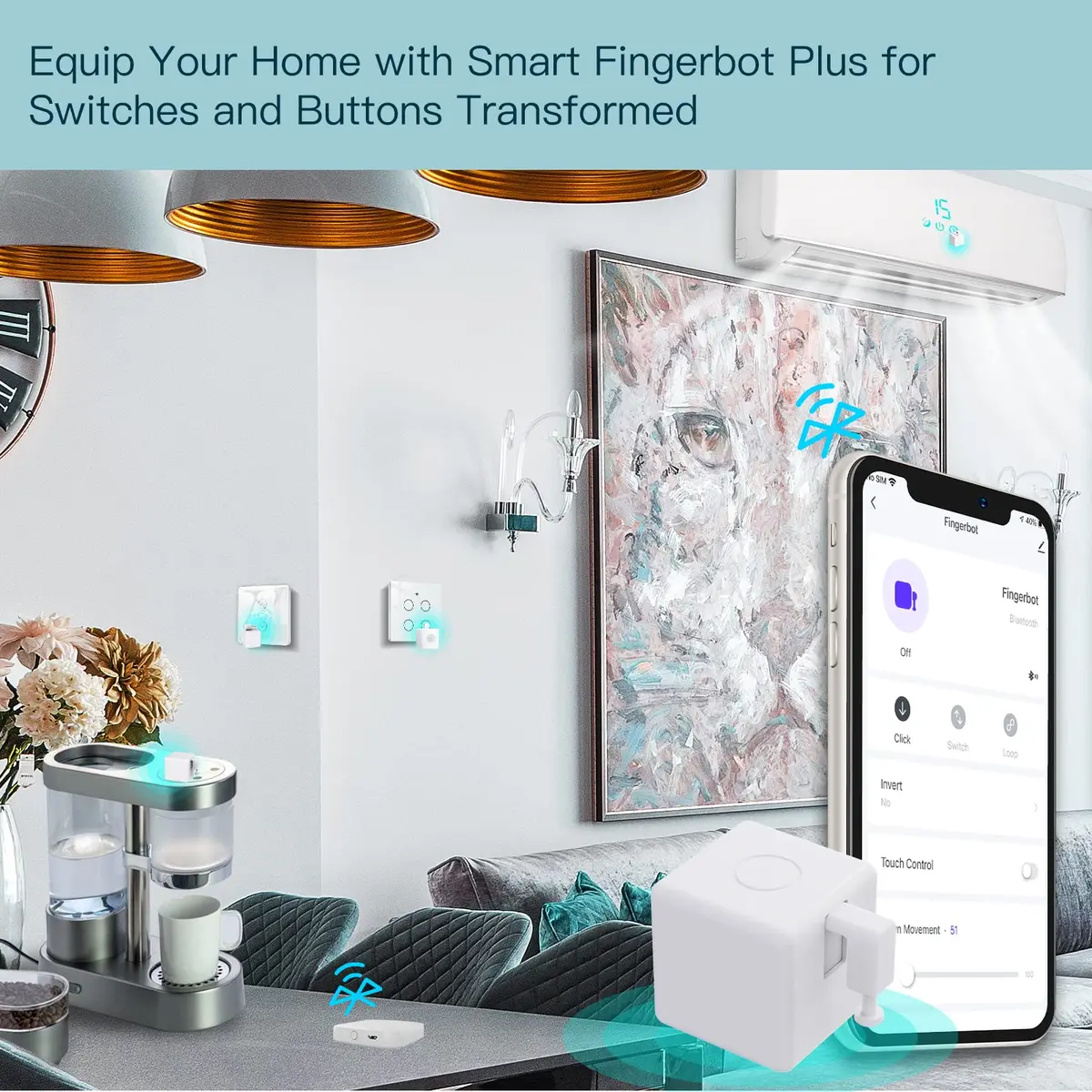 MoesGo 2nd Generation Smart Bluetooth Fingerbot Plus | Wireless Light Switch Button Pusher, Alexa & Google Compatible - view 4