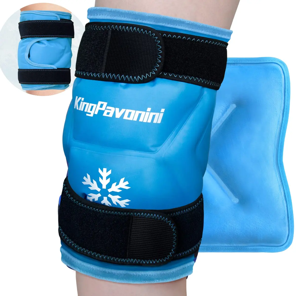 KingPavonini XXL Knee Ice Pack Wrap with Straps, 1.2kg Gel, 48x27cm | Reusable Cold Therapy for Knee Injuries & Arthritis - main product image