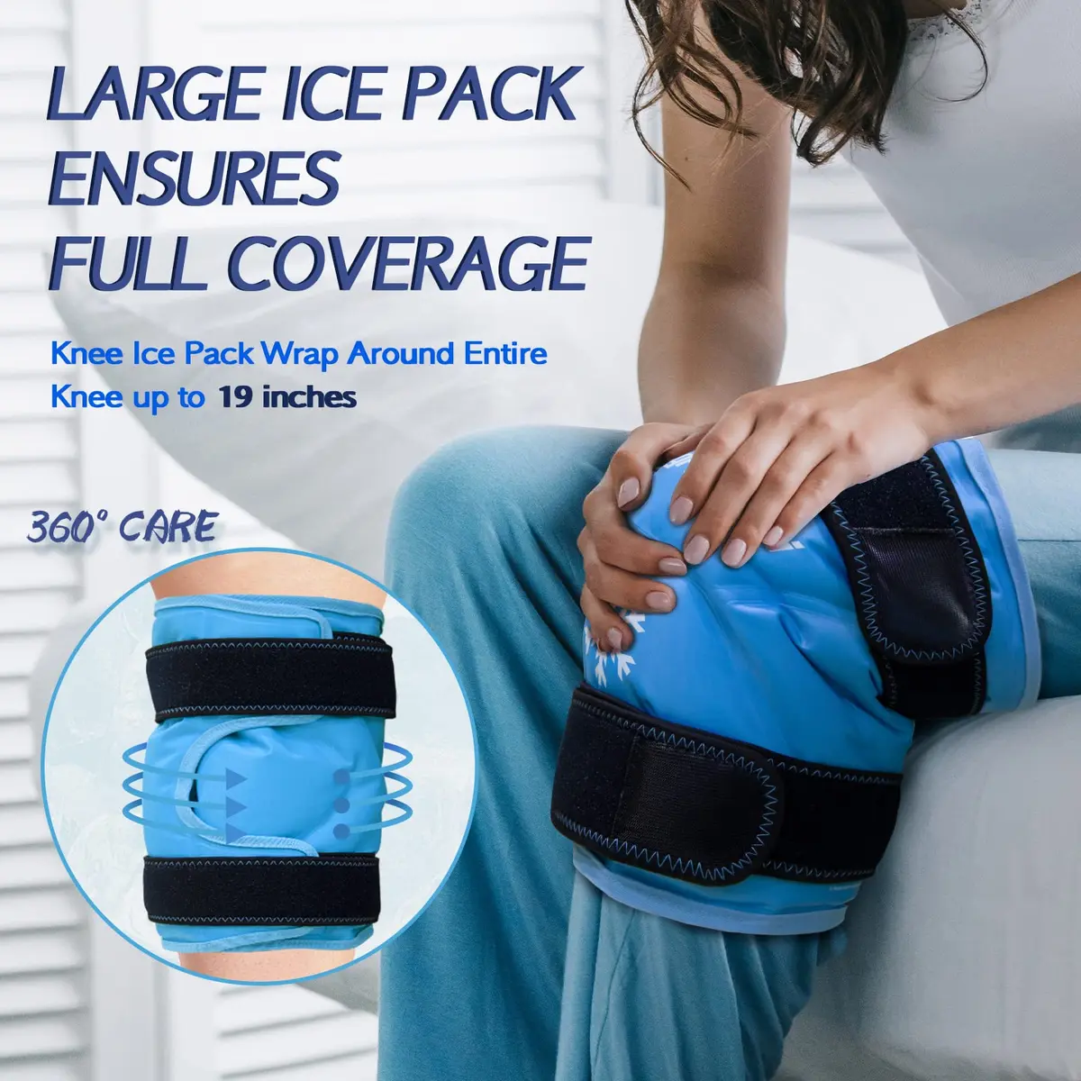 KingPavonini XXL Knee Ice Pack Wrap with Straps, 1.2kg Gel, 48x27cm | Reusable Cold Therapy for Knee Injuries & Arthritis - view 2