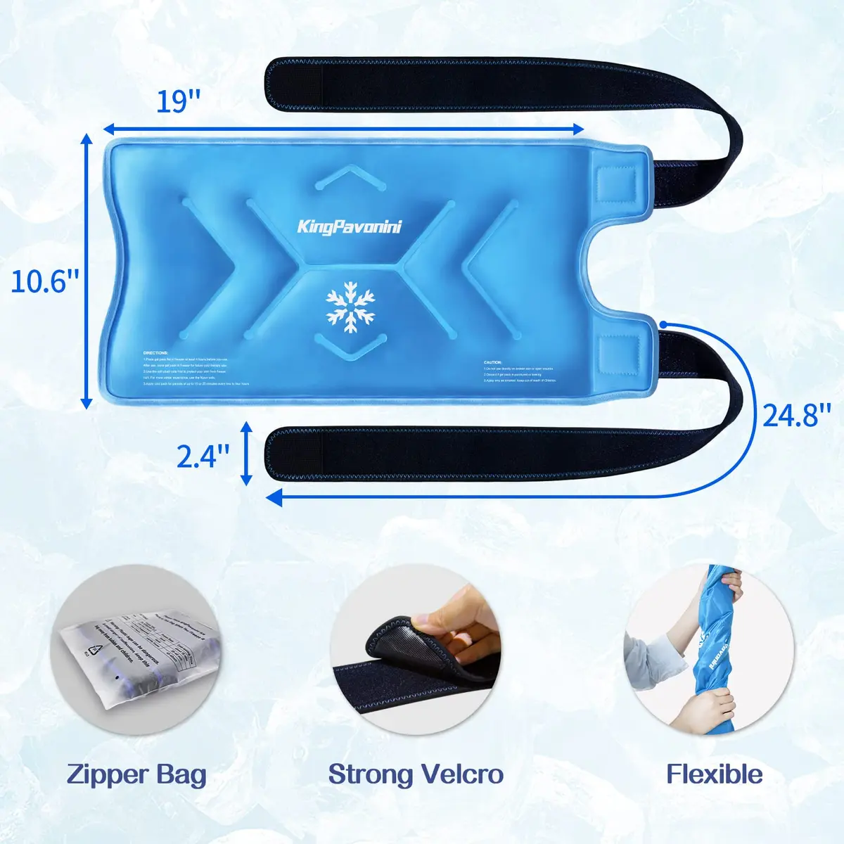 KingPavonini XXL Knee Ice Pack Wrap with Straps, 1.2kg Gel, 48x27cm | Reusable Cold Therapy for Knee Injuries & Arthritis - view 3