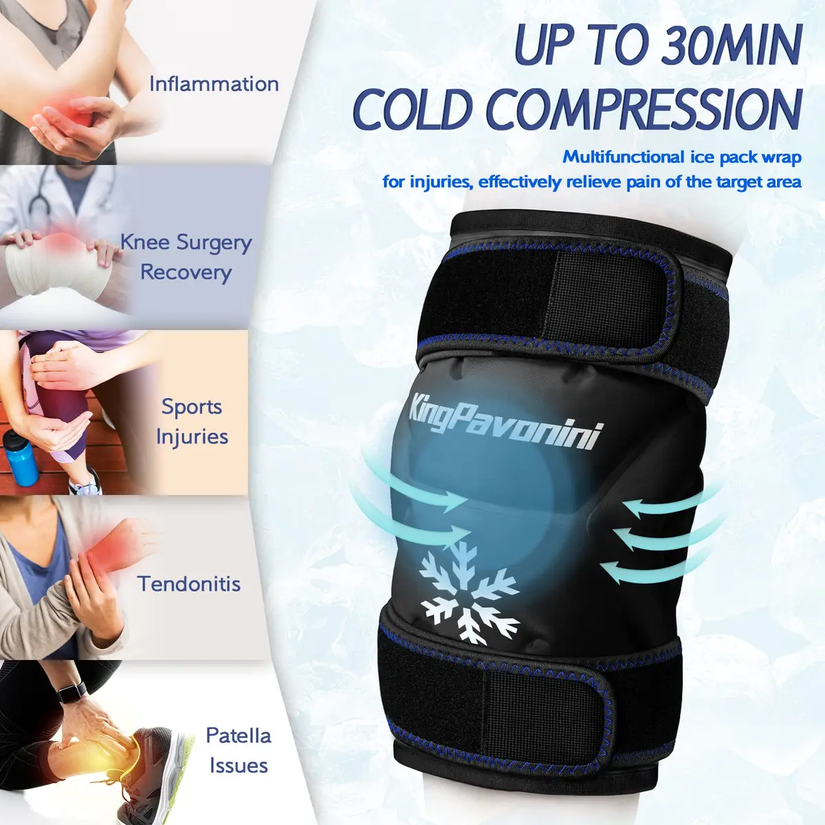 KingPavonini XXL Knee Ice Pack Wrap Around Entire Knee | Large Cold Therapy for Pain Relief & Swelling - view 5