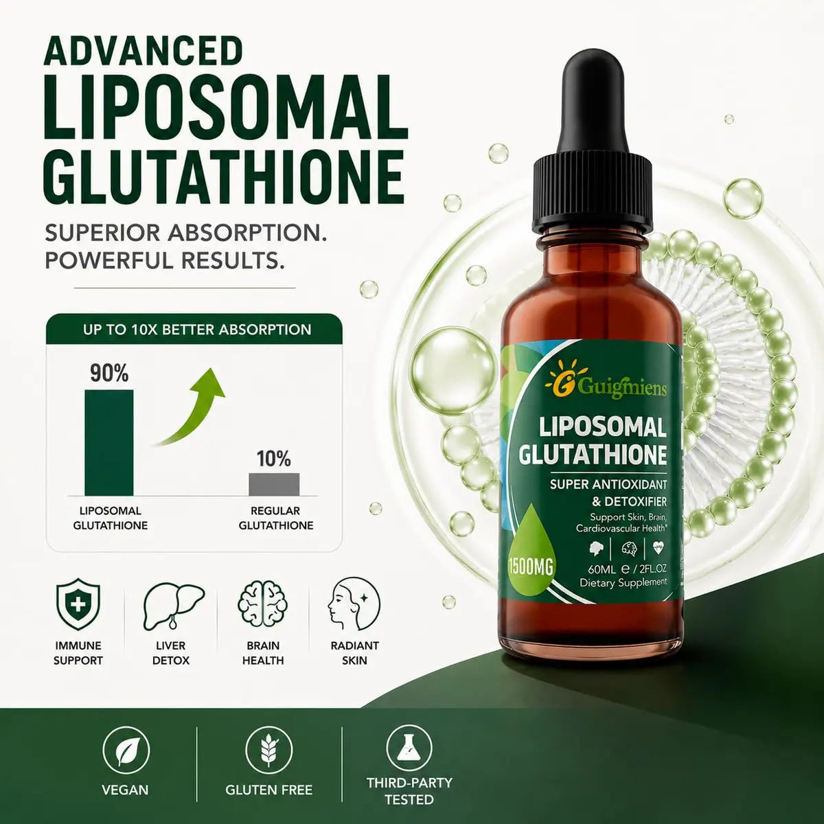 Guigmiens Liposomal Glutathione 1500 MG Liquid Supplement | Detox & Immune Support in 4 fl.oz - view 4