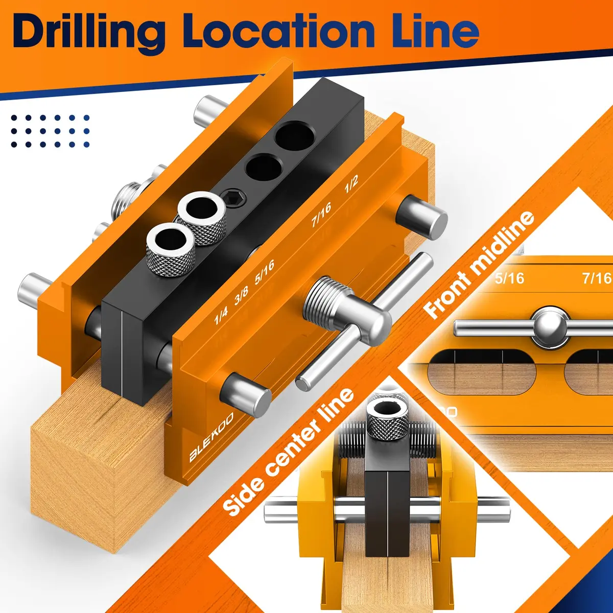 blekoo Self Centering Doweling Jig Kit with 6 Drill Bushings, Adjustable Width Drilling Guide | Aircraft Grade Aluminium Alloy - view 2
