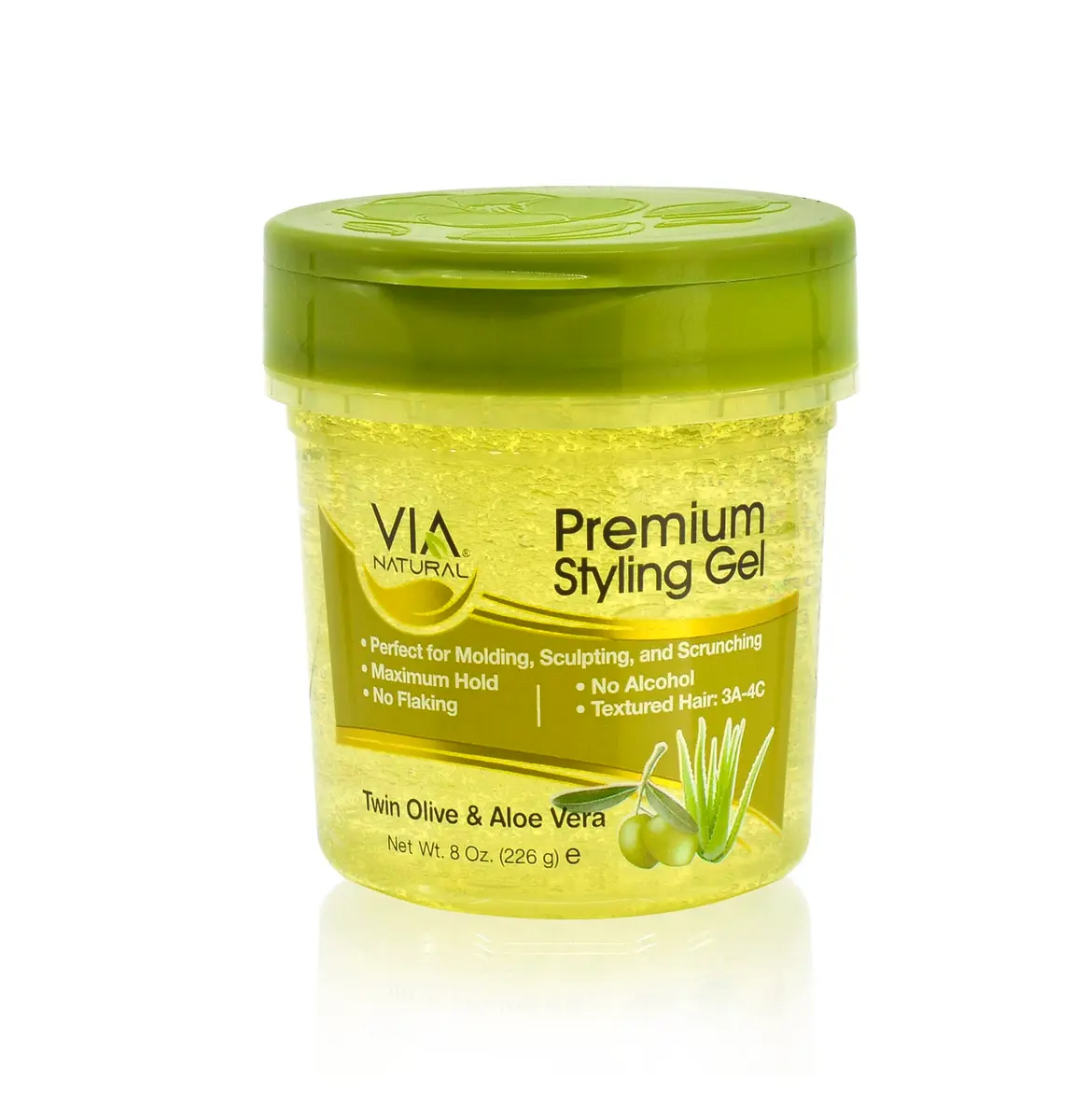 Via Natural Premium GEL 8oz - Olive | Maximum Hold & Shine for Textured Hair (70-120 chars) - main product image