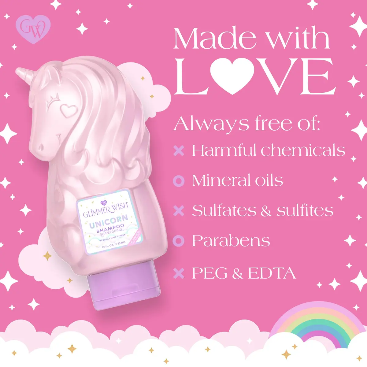 Glimmer Wish Unicorn Kids Shampoo 12 Fl Oz | Paraben & Sulfate Free, Cotton Candy Scent, Gentle & Moisturizing - view 5