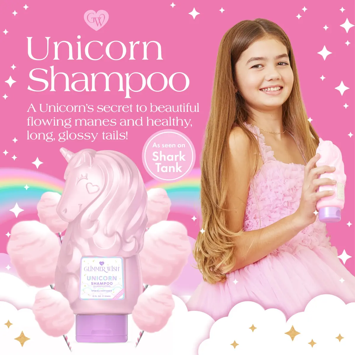 Glimmer Wish Unicorn Kids Shampoo 12 Fl Oz | Paraben & Sulfate Free, Cotton Candy Scent, Gentle & Moisturizing - view 2