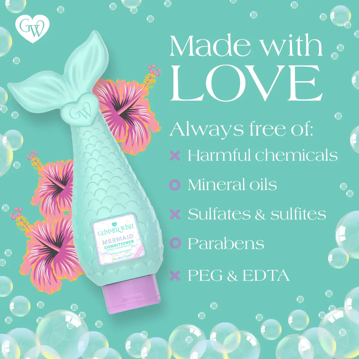 Glimmer Wish Mermaid Kids Conditioner 12 Fl Oz | Paraben & Sulfate Free, Tropical Beach Scent, Strong & Smooth Hair - view 6