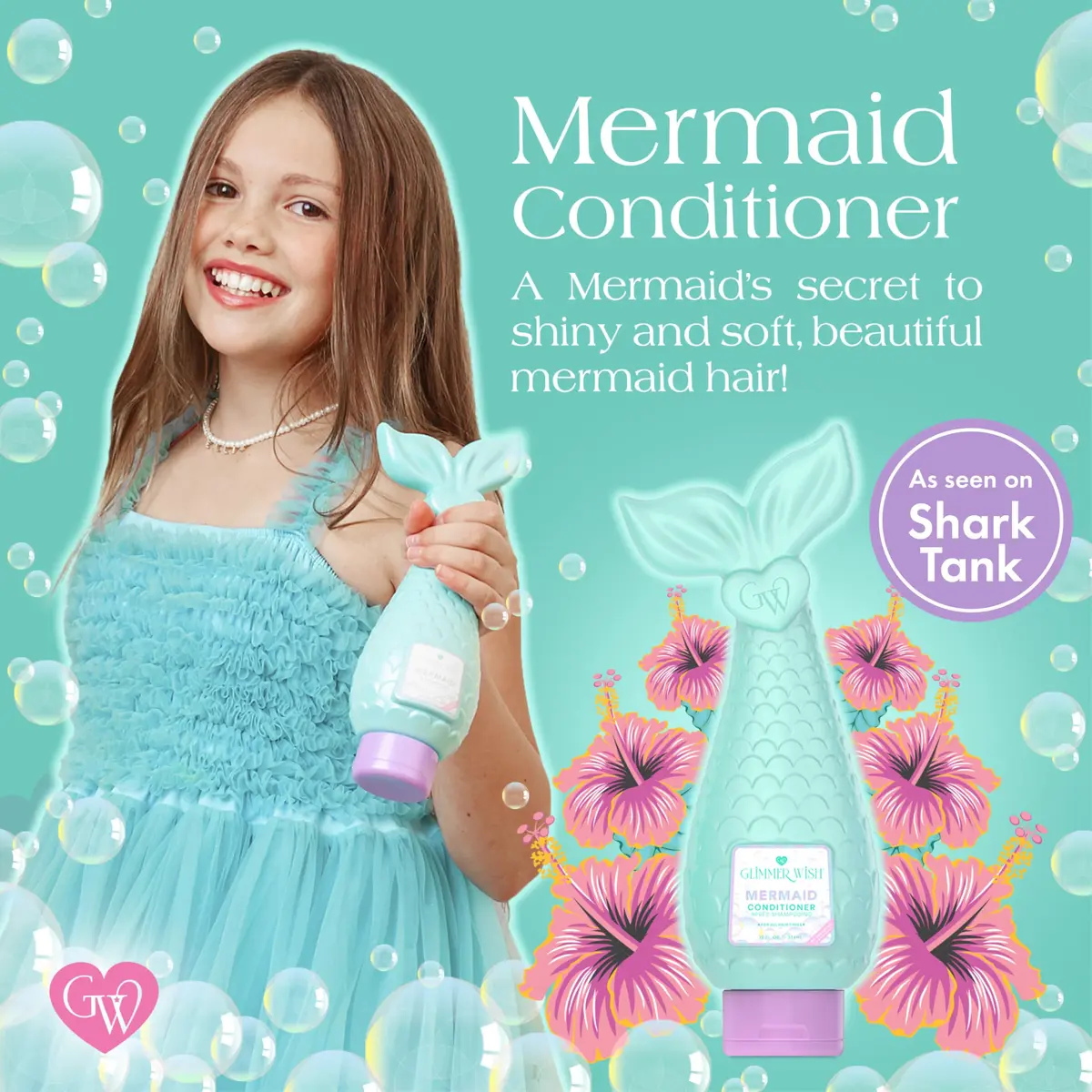 Glimmer Wish Mermaid Kids Conditioner 12 Fl Oz | Paraben & Sulfate Free, Tropical Beach Scent, Strong & Smooth Hair - view 2