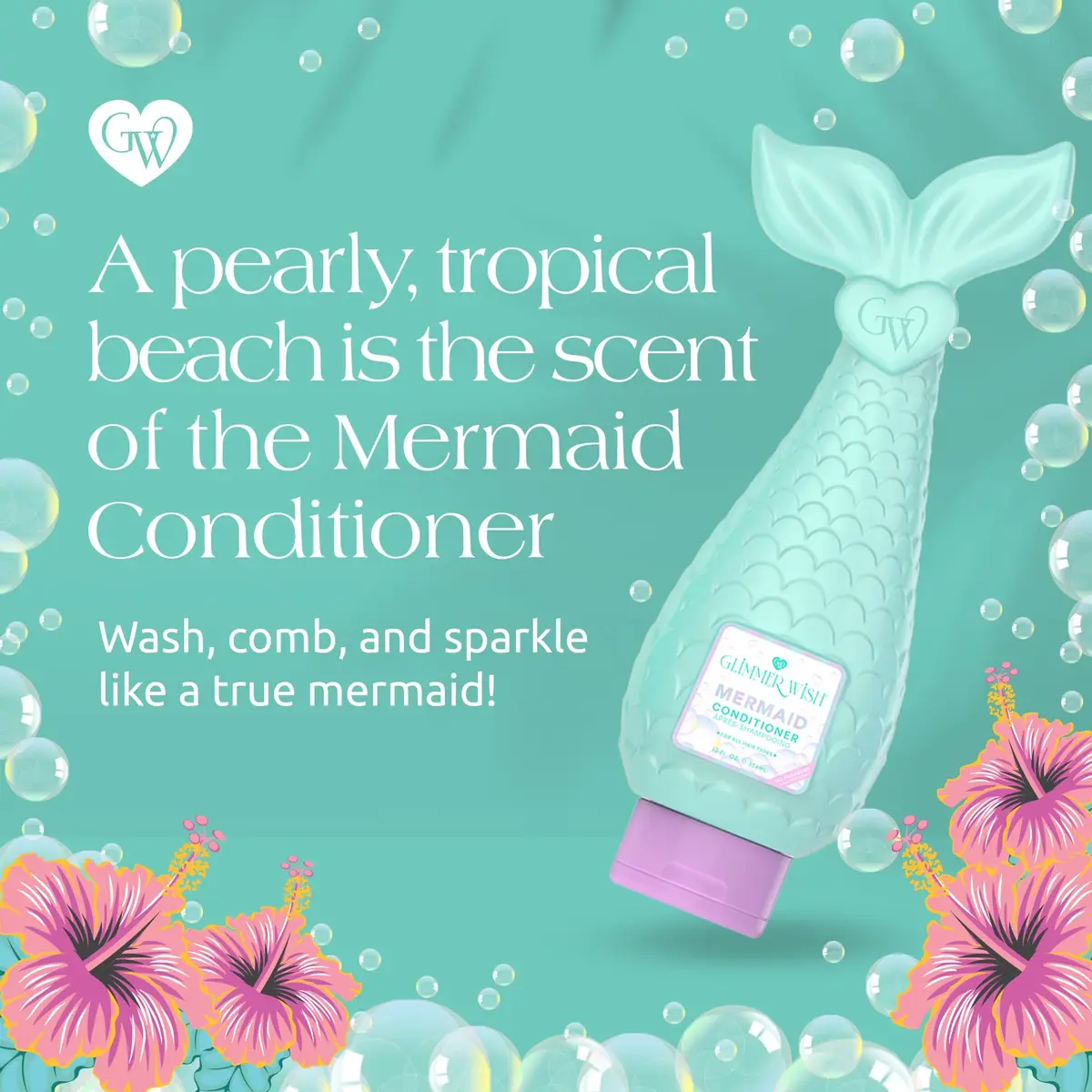 Glimmer Wish Mermaid Kids Conditioner 12 Fl Oz | Paraben & Sulfate Free, Tropical Beach Scent, Strong & Smooth Hair - view 4