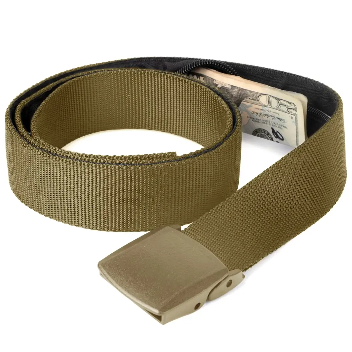 JASGOOD Brown Travel Security Money Belt for Pant Sizes 44-50" with Hidden Pocket - main product image
