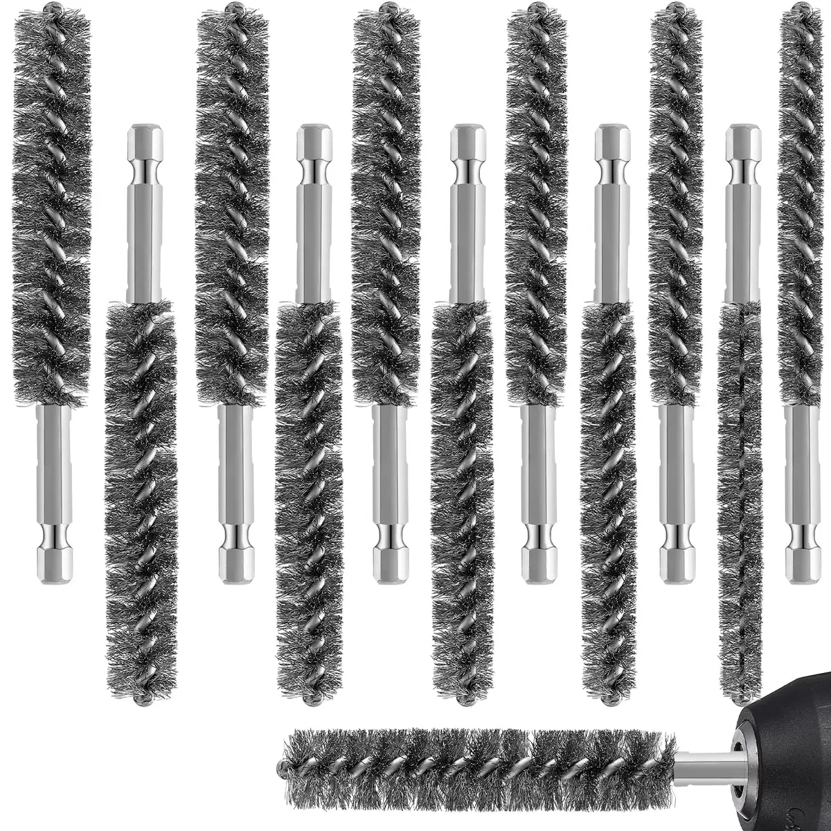 Geiserailie Stainless Steel Bore Brush 0.8-1.9cm | Rust & Deburring Tool for Power Drill - main product image
