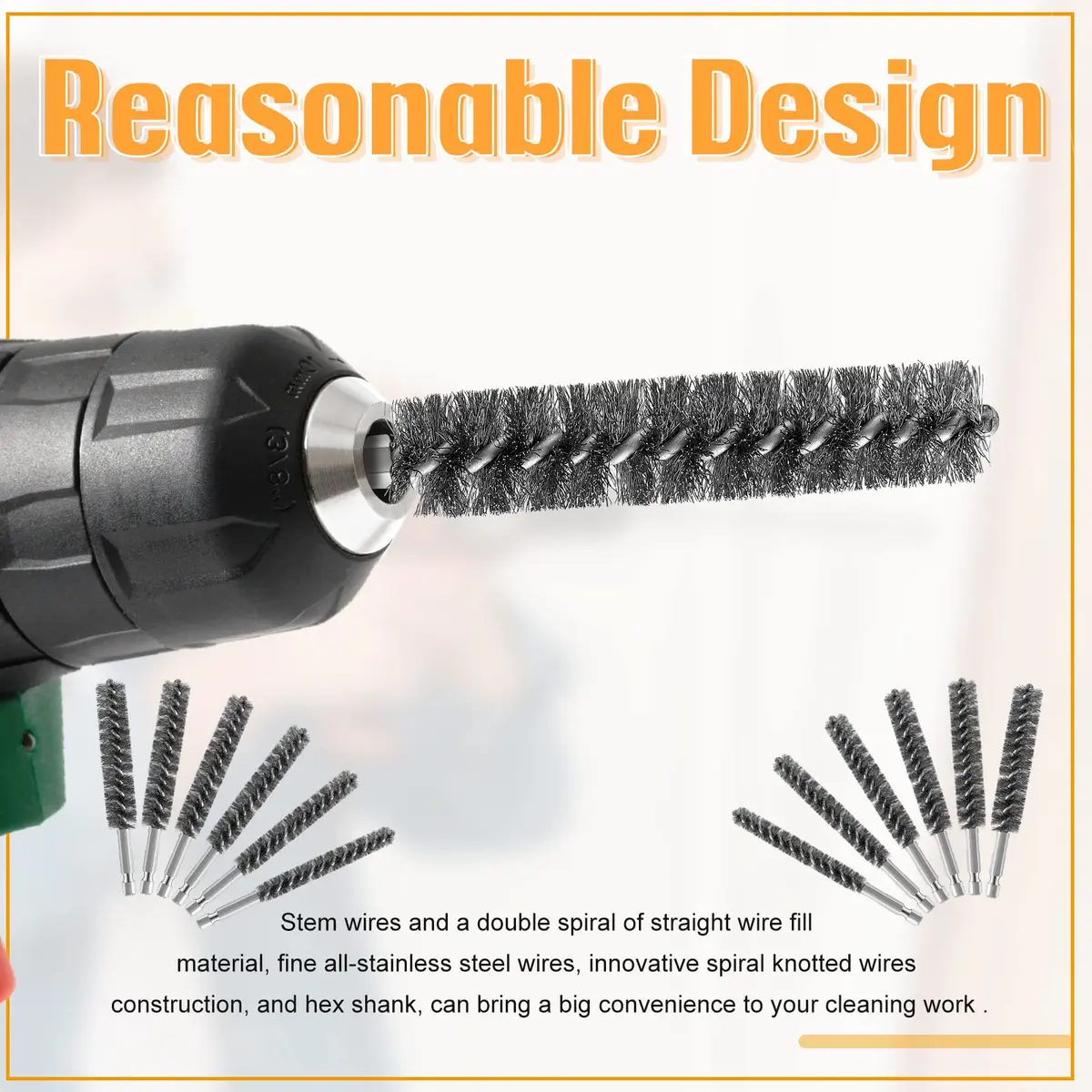 Geiserailie Stainless Steel Bore Brush 0.8-1.9cm | Rust & Deburring Tool for Power Drill - view 5