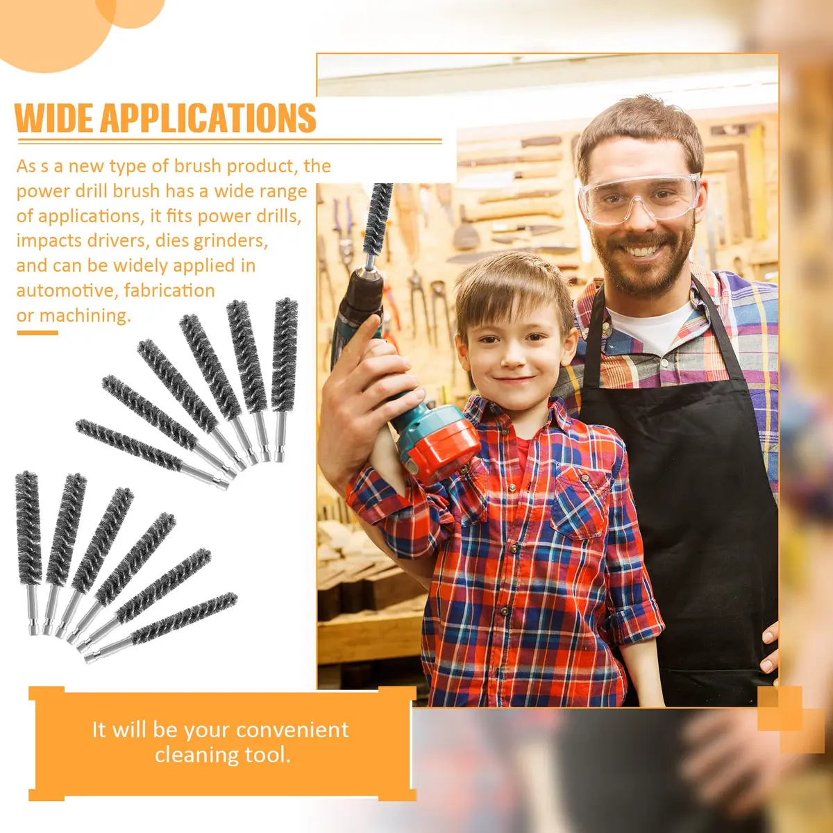 Geiserailie Stainless Steel Bore Brush 0.8-1.9cm | Rust & Deburring Tool for Power Drill - view 7