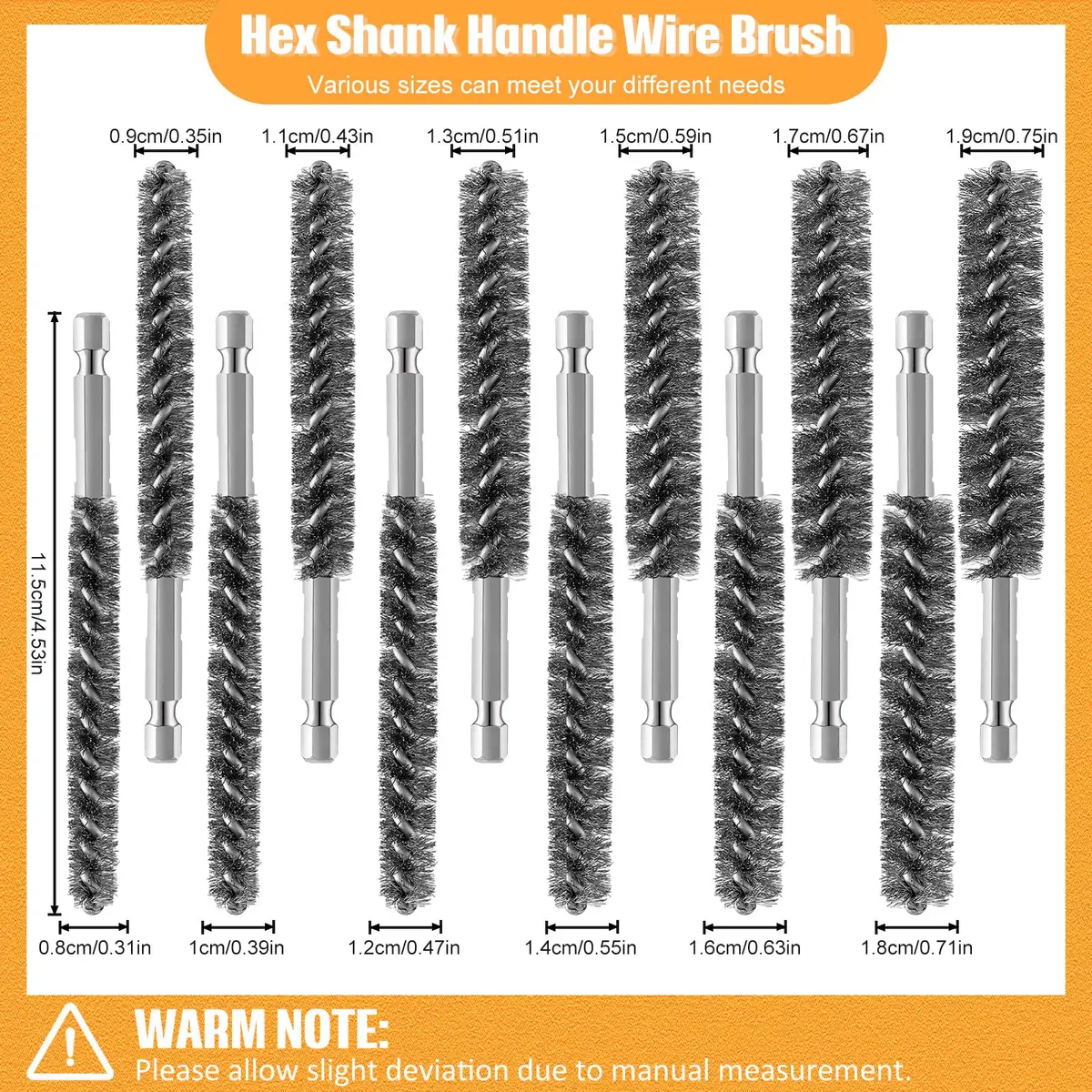 Geiserailie Stainless Steel Bore Brush 0.8-1.9cm | Rust & Deburring Tool for Power Drill - view 2