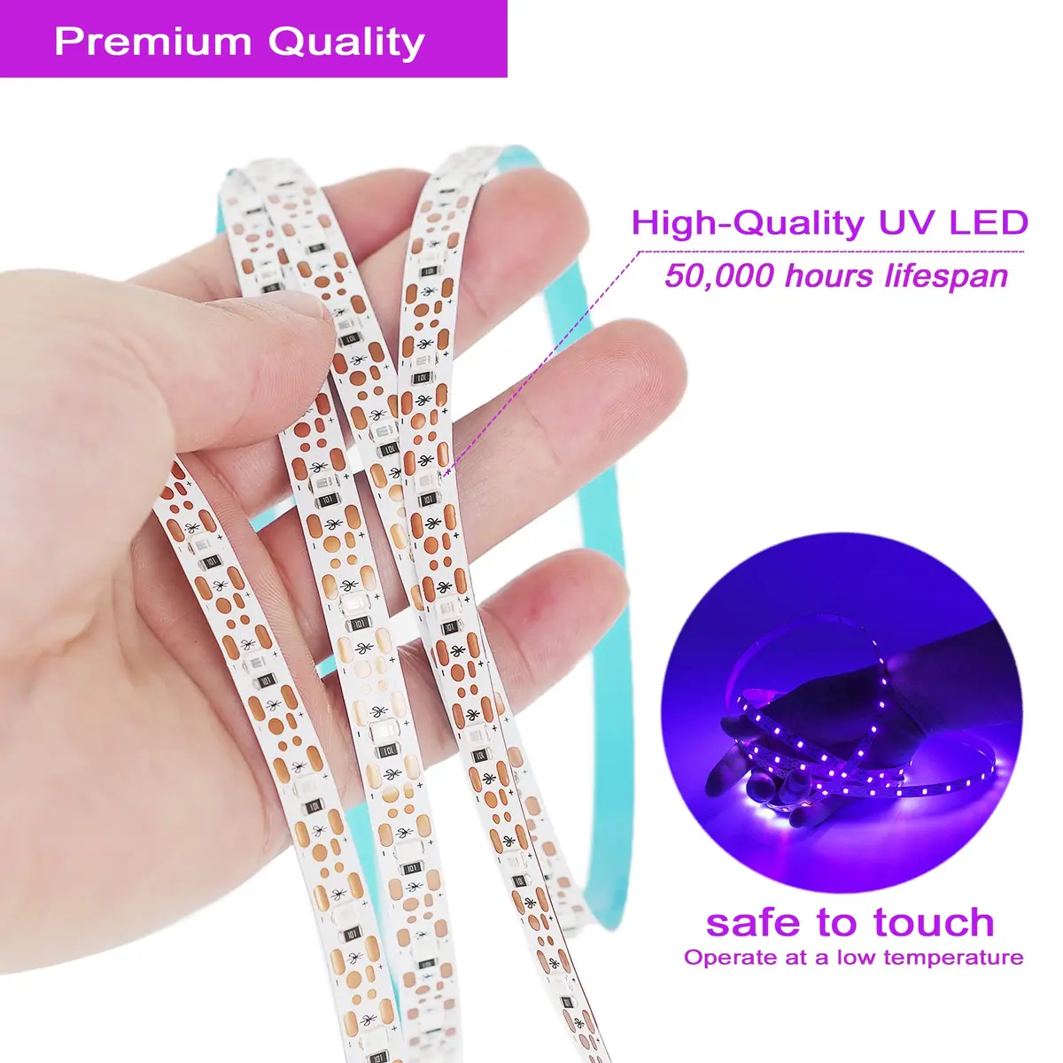 GREENIC USB Black Light Strip 6.6ft | 10W UV LED for Halloween & Party - view 5
