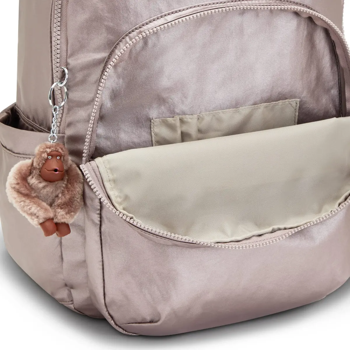 Kipling Seoul 15" Laptop Backpack, Hazelnut Metallic 32.4cm (12.75"L x 17.25"H x 8"D) | Water Resistant Nylon Daypack - view 5