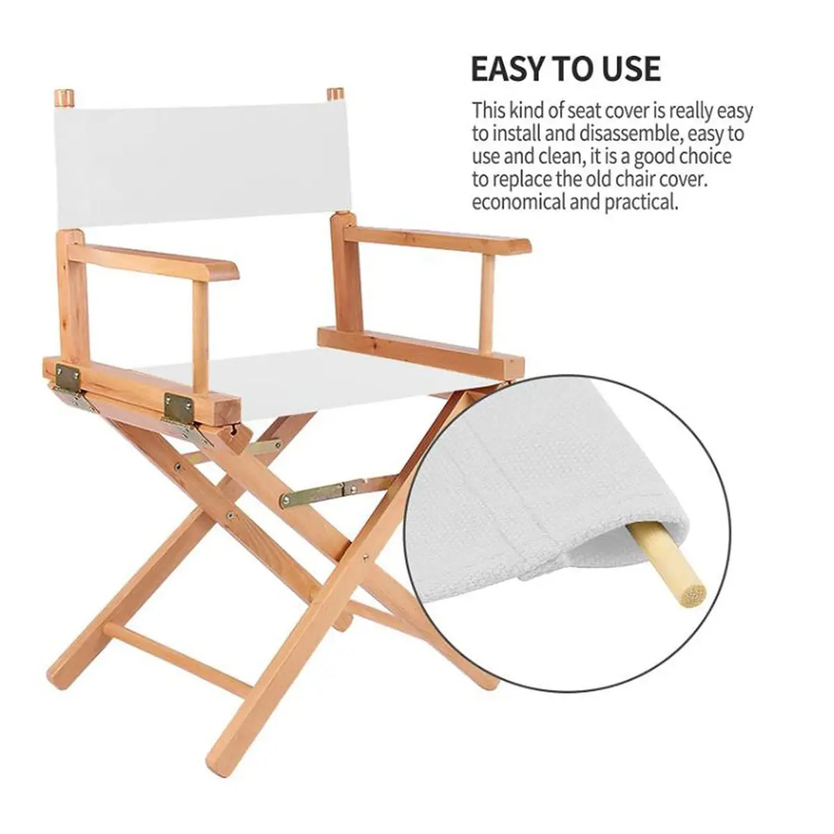 Khakho Director Chair Canvas Replacement Seat & Back Set | 54x41cm (21.3x16.1") Seat, 53x20cm (20.9x7.9") Back - view 2
