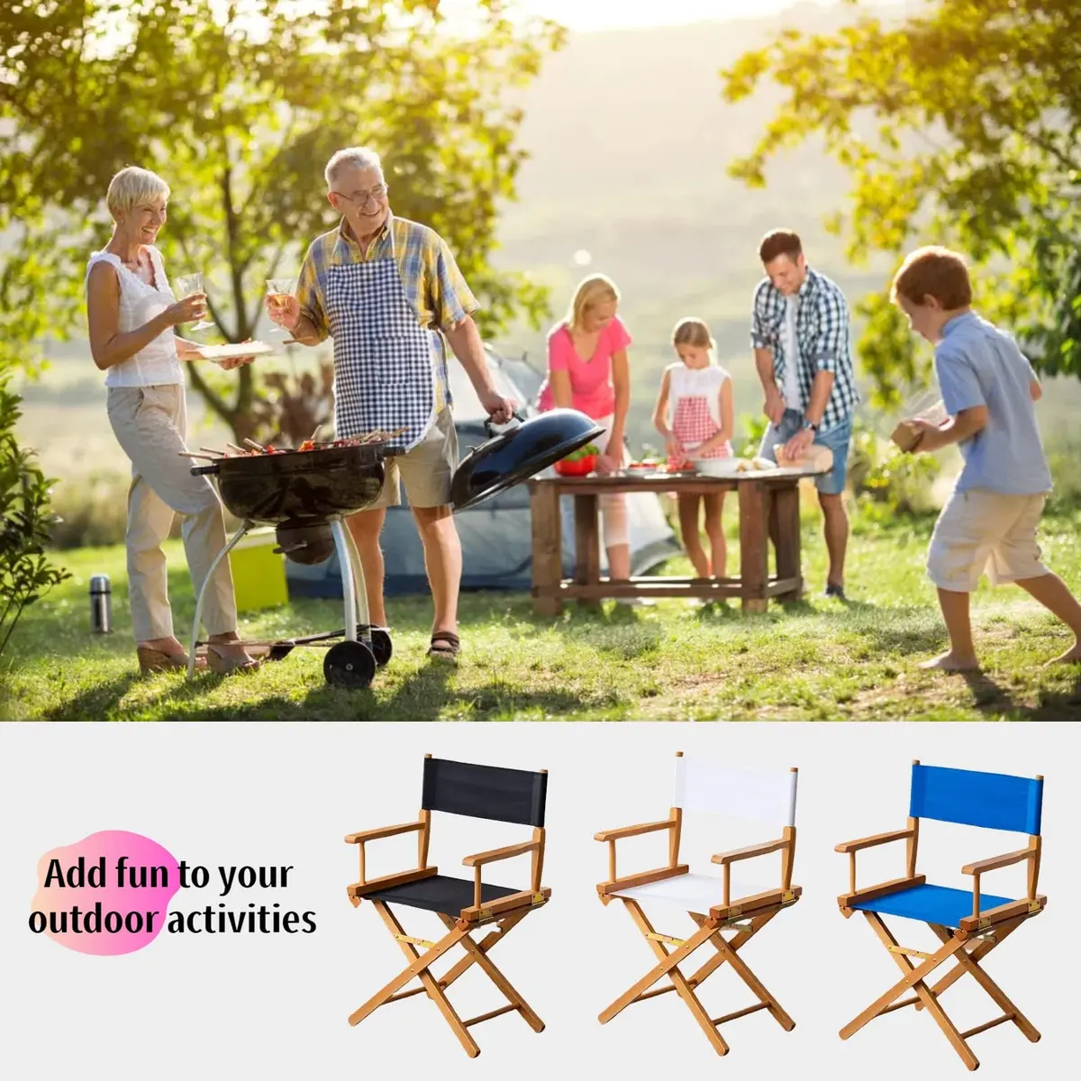 Khakho Director Chair Canvas Replacement Seat & Back Kit | 54x41cm (21.3x16.1") Seat, 53x20cm (20.9x7.9") Back - view 5