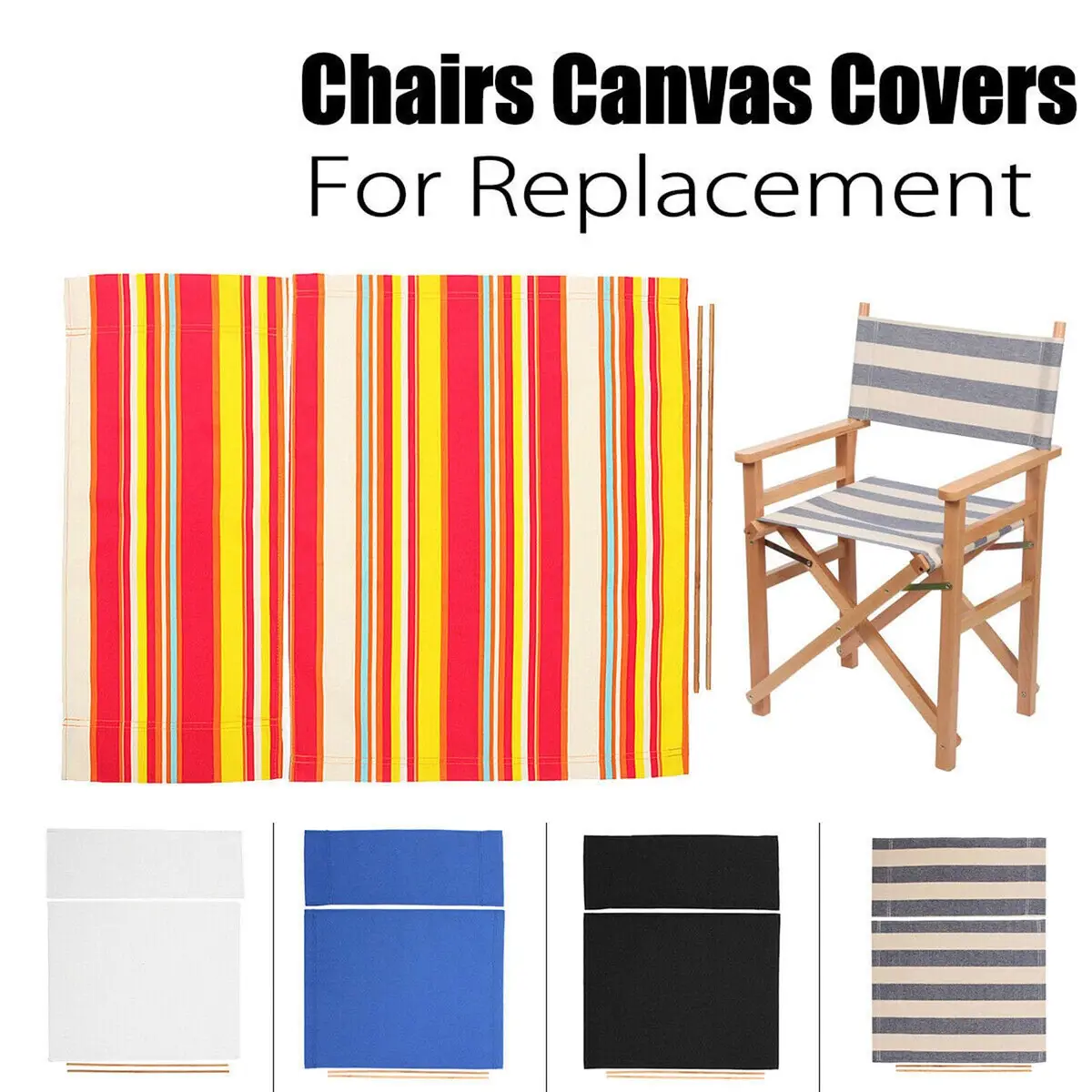 Khakho Director Chair Canvas Replacement Seat & Back Kit | 54x41cm (21.3x16.1") Seat, 53x20cm (20.9x7.9") Back - view 8