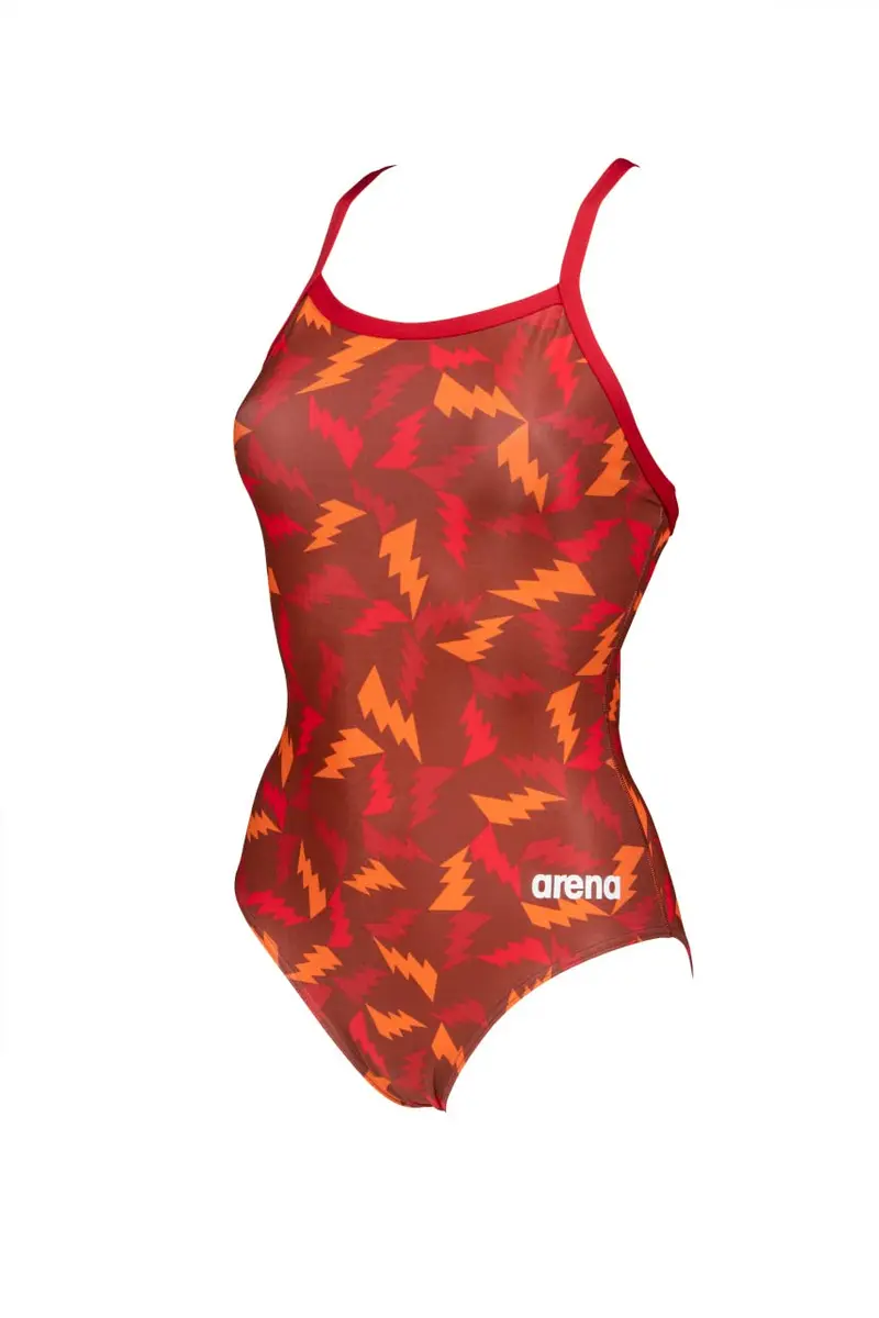 ARENA Women's Lightning Colors Light Drop Back One Piece, Red-Red Multi, 22 | Chlorine-Resistant, UPF 50+ Performance Swimsuit - main product image