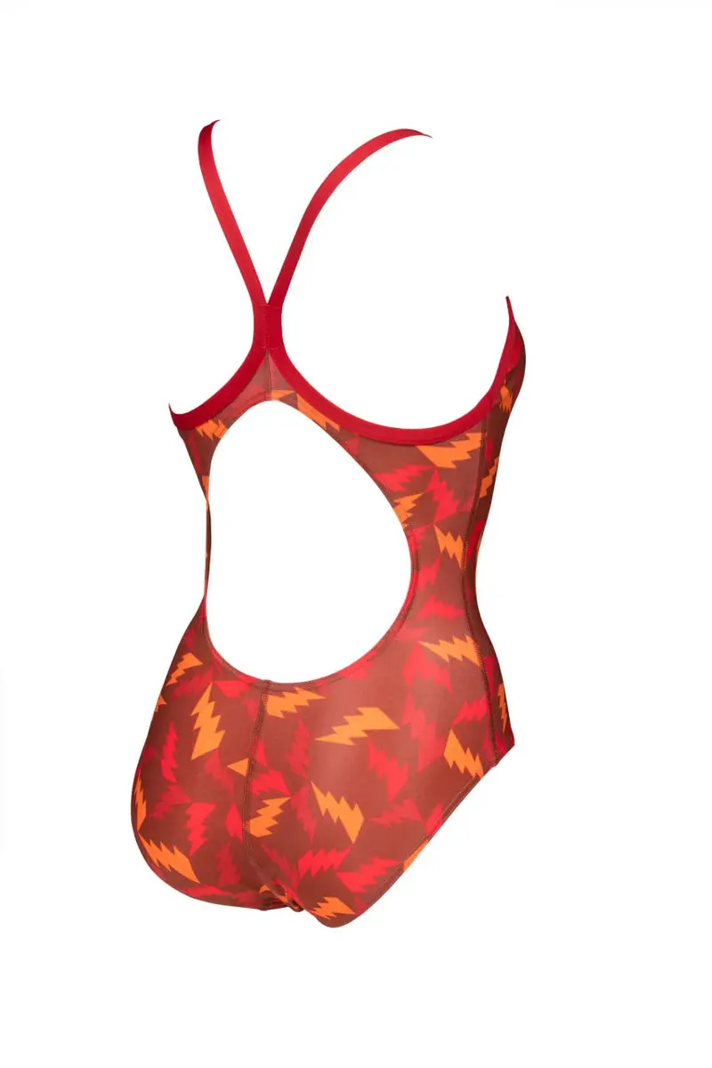 ARENA Women's Lightning Colors Light Drop Back One Piece, Red-Red Multi, 22 | Chlorine-Resistant, UPF 50+ Performance Swimsuit - view 2