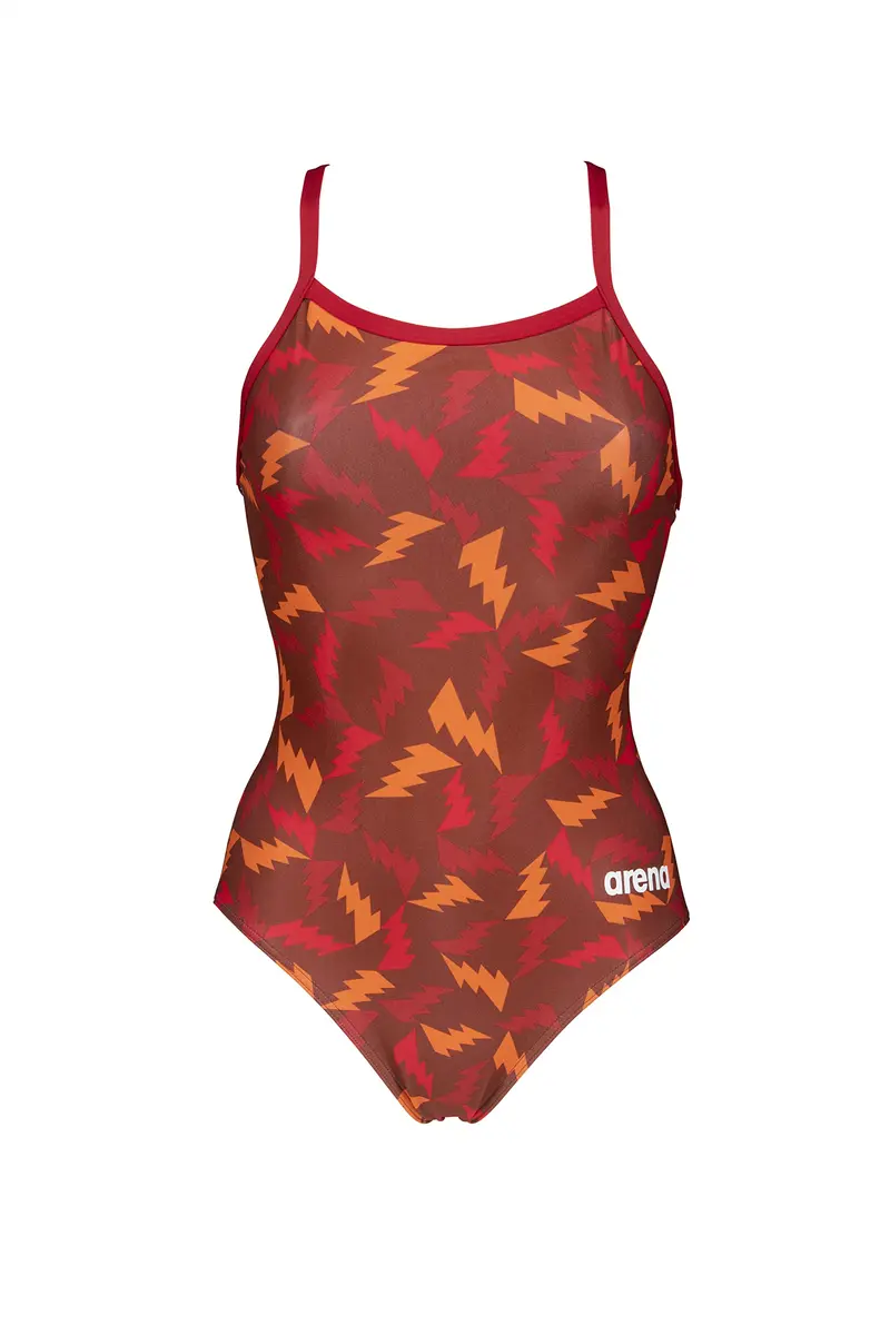 ARENA Women's Lightning Colors Light Drop Back One Piece, Red-Red Multi, 22 | Chlorine-Resistant, UPF 50+ Performance Swimsuit - view 3