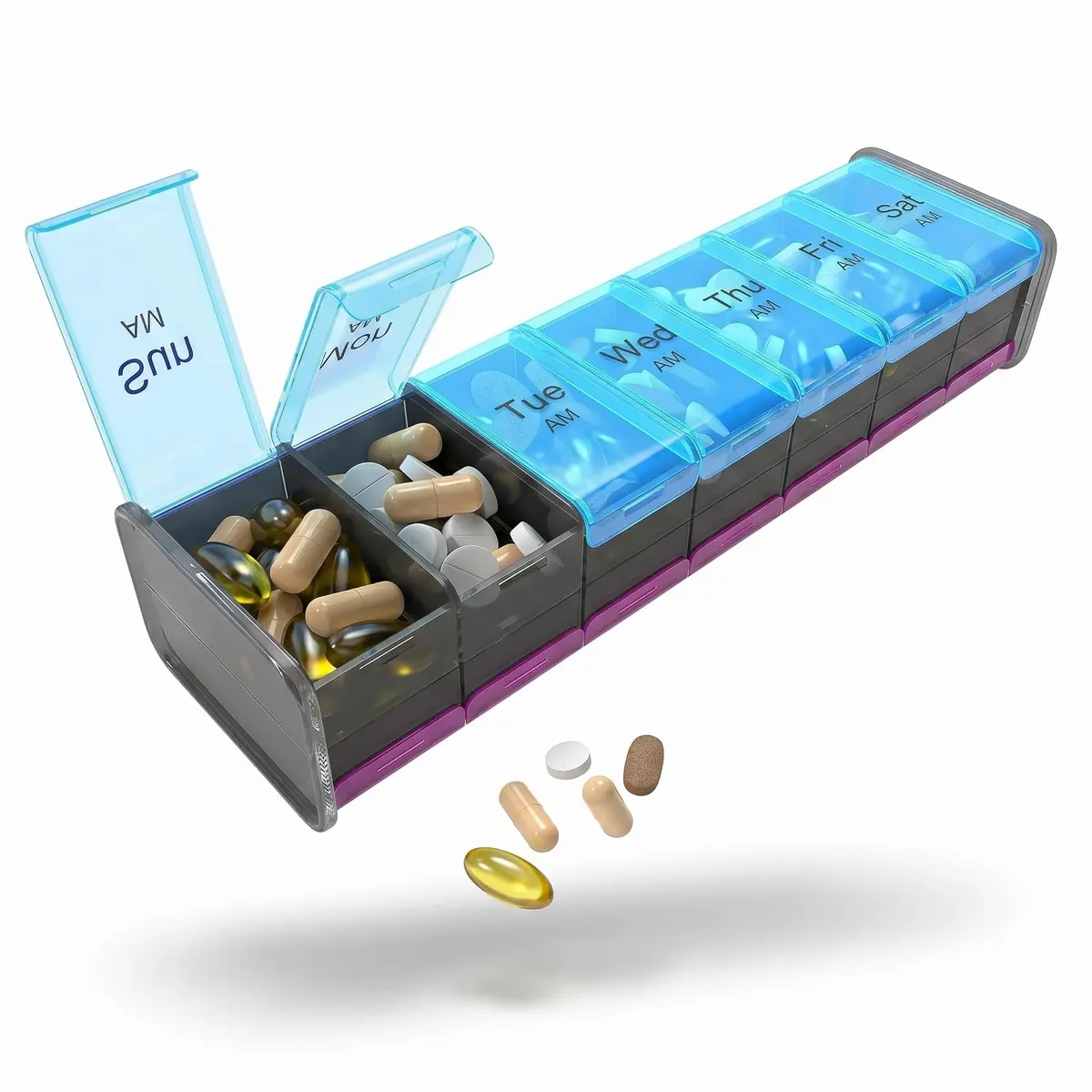 BEXEEN Extra Large Pill Organizer XXL Pill Box 7 Day | 14 Compartments (14 Count) - main product image