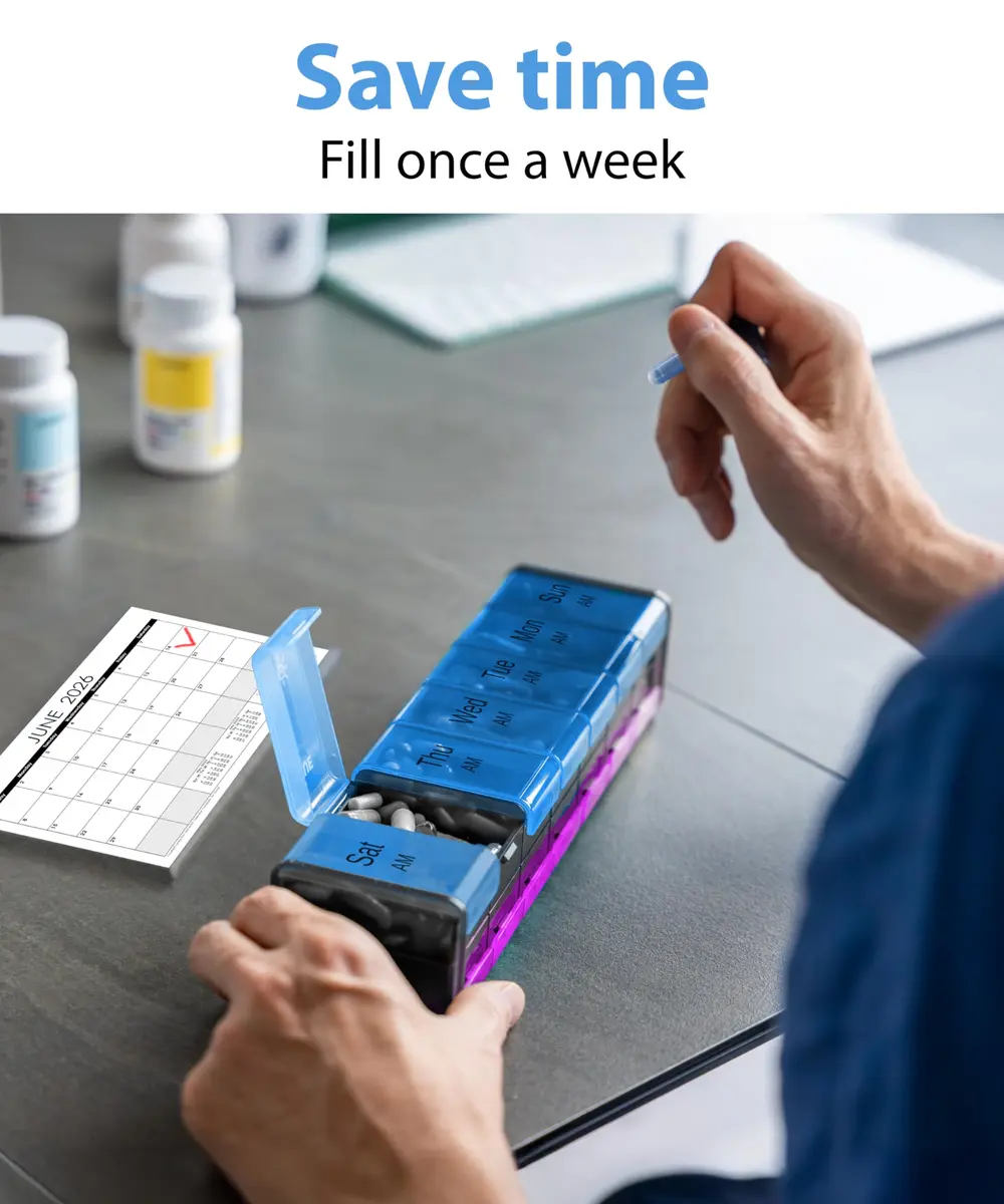 BEXEEN Extra Large Pill Organizer XXL Pill Box 7 Day | 14 Compartments (14 Count) - view 7