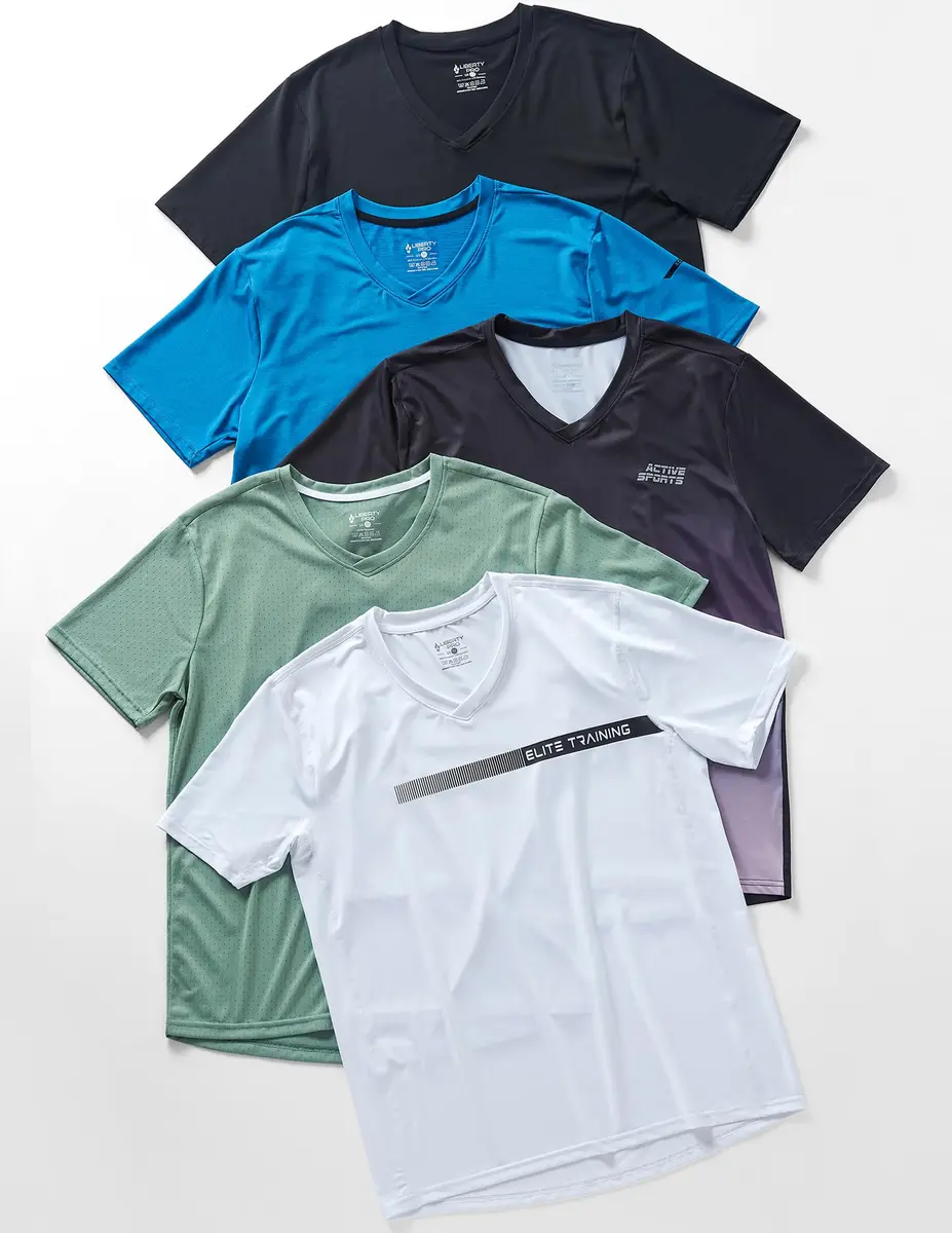 Liberty Pro Men's Quick Dry V Neck T Shirts 5 Pack | Athletic Performance & Comfort (70-120 chars) - view 5