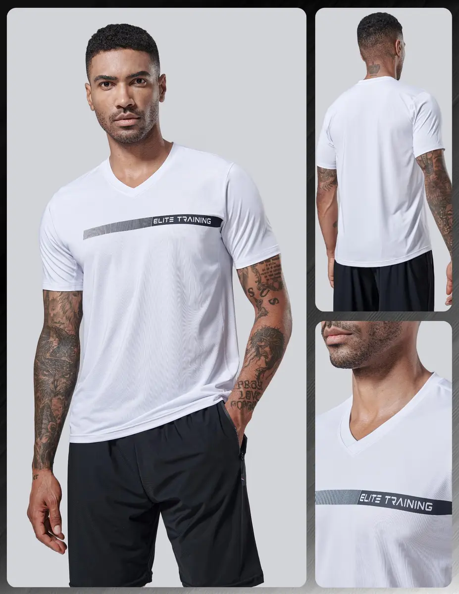 Liberty Pro Men's Quick Dry V Neck T Shirts 5 Pack | Athletic Performance & Comfort (70-120 chars) - view 2
