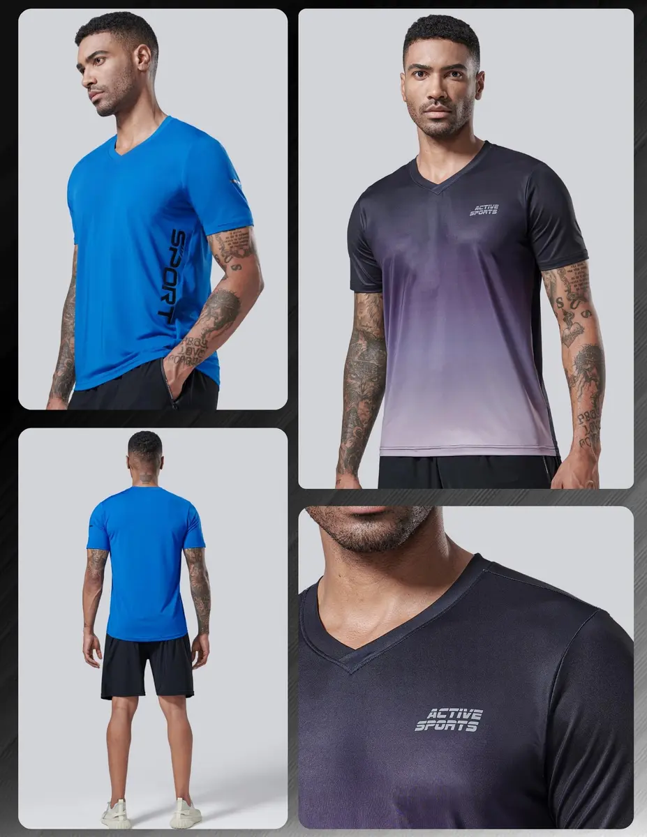 Liberty Pro Men's Quick Dry V Neck T Shirts 5 Pack | Athletic Performance & Comfort (70-120 chars) - view 3