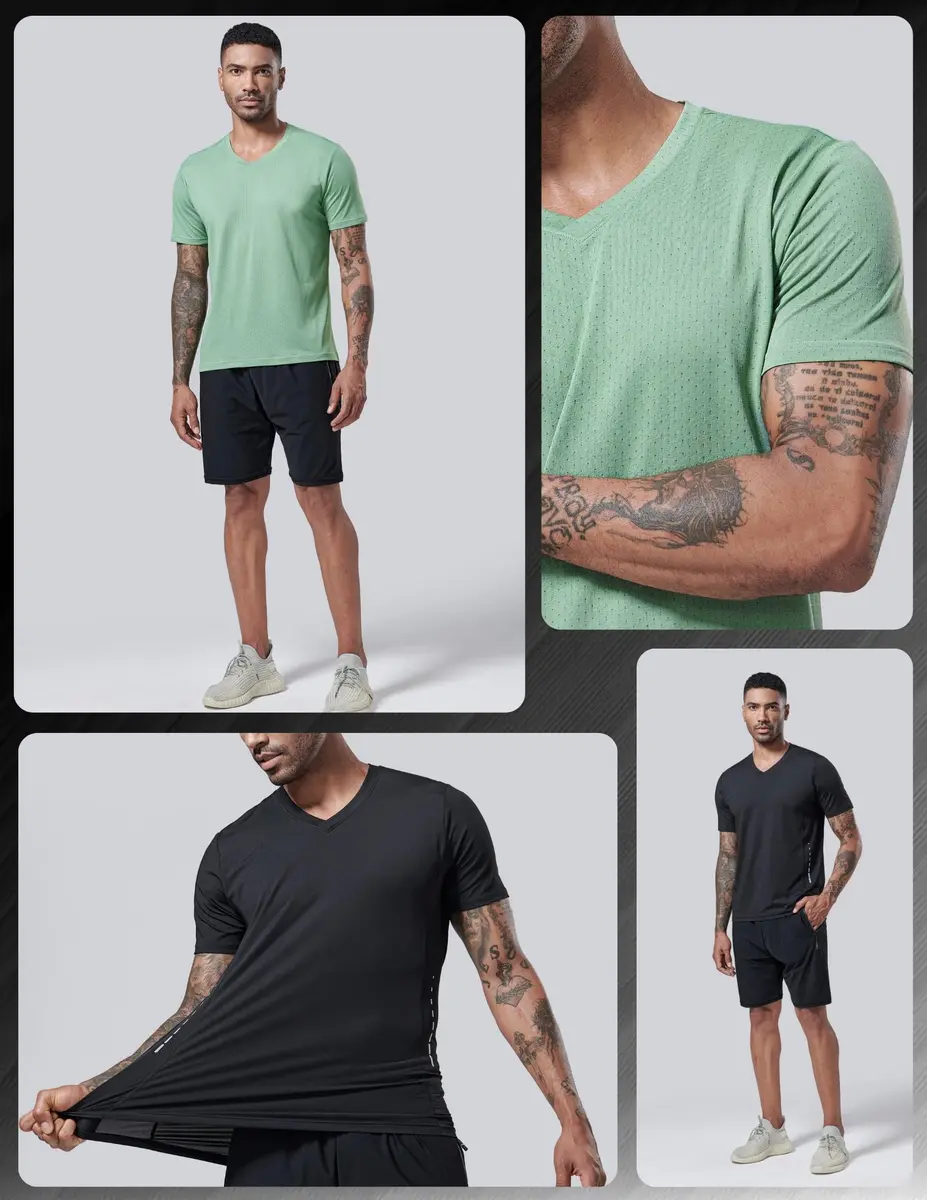 Liberty Pro Men's Quick Dry V Neck T Shirts 5 Pack | Athletic Performance & Comfort (70-120 chars) - view 4